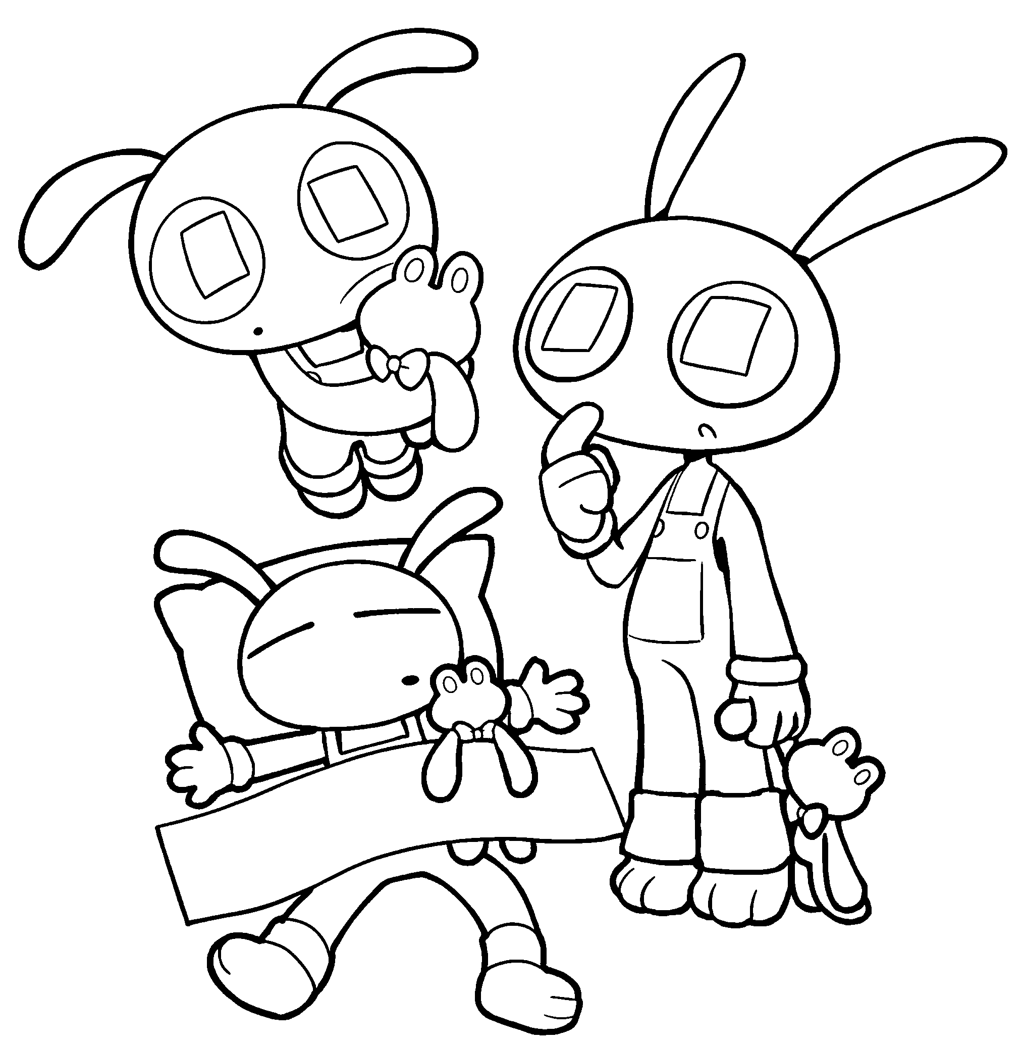 jax and ribbit plushie trio the amazing digital circus line art
