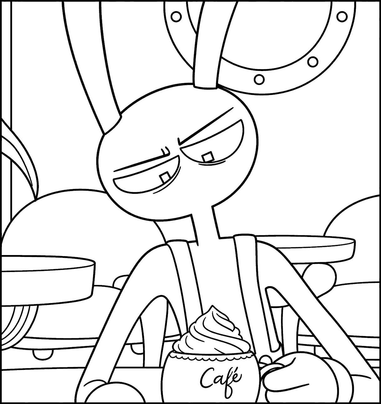 jax at the cafe the amazing digital circus line art