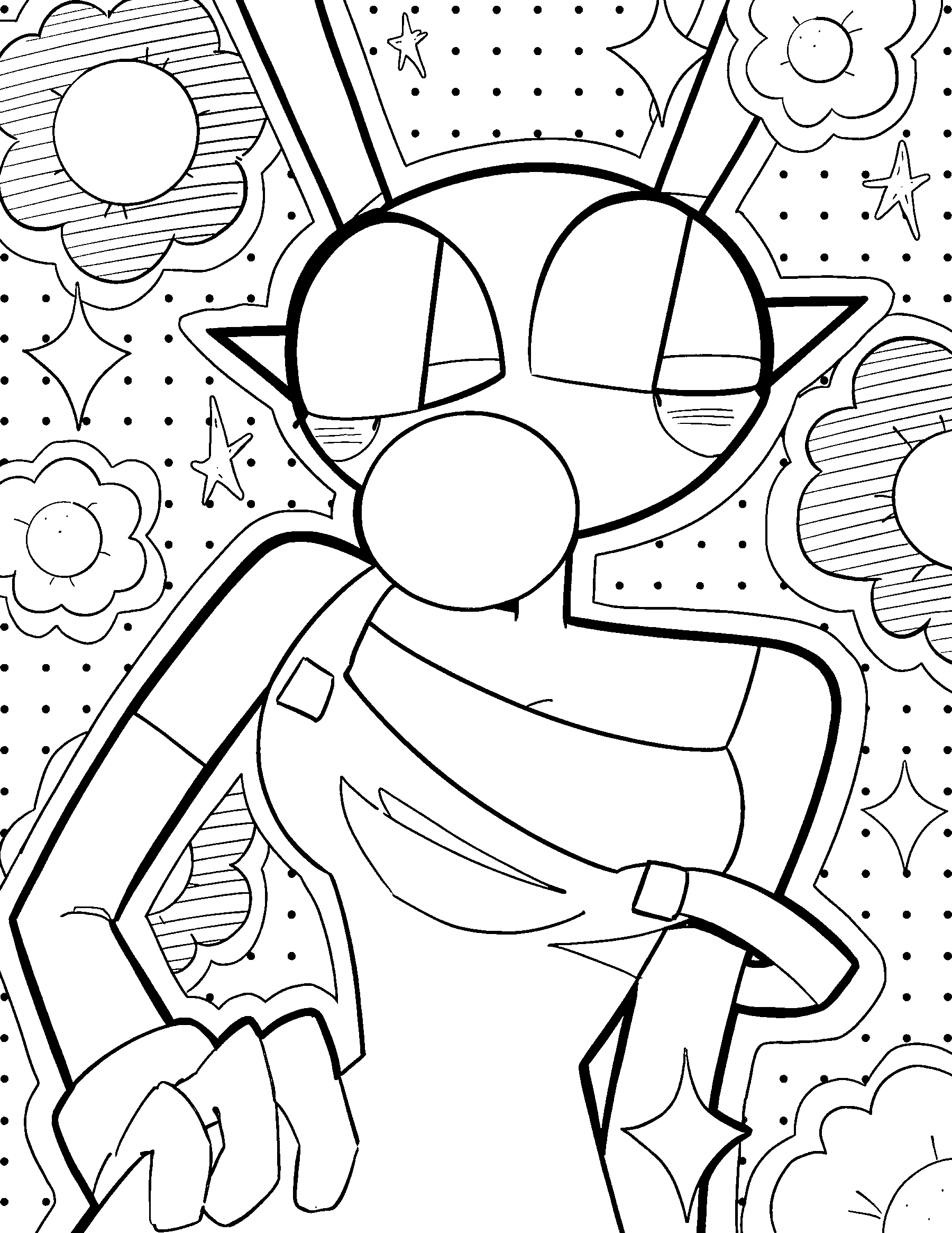 jax blowing bubble gum pop art tadc the amazing digital circus line art