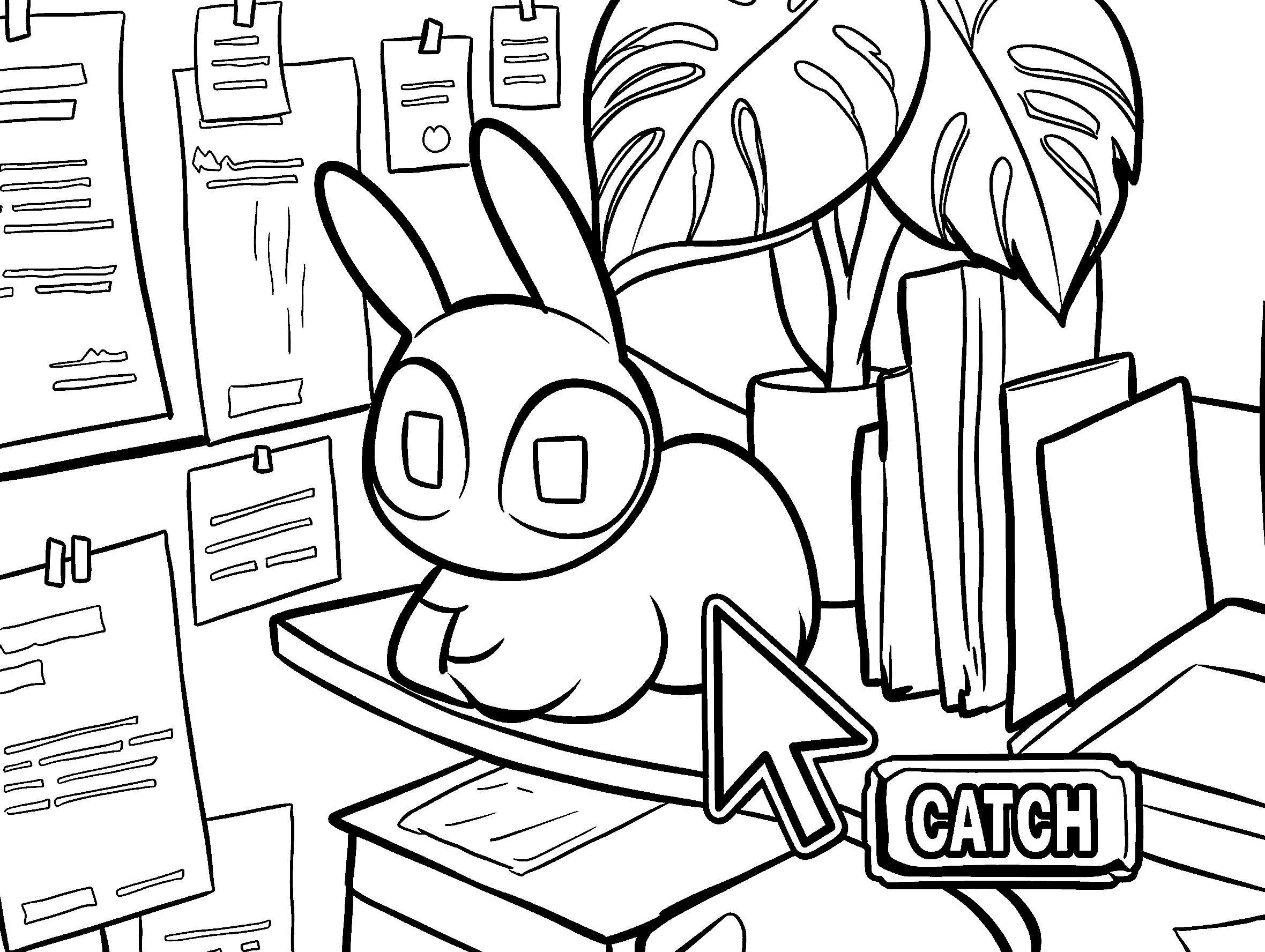 jax bunny loaf desk office catch game tadc the amazing digital circus line art