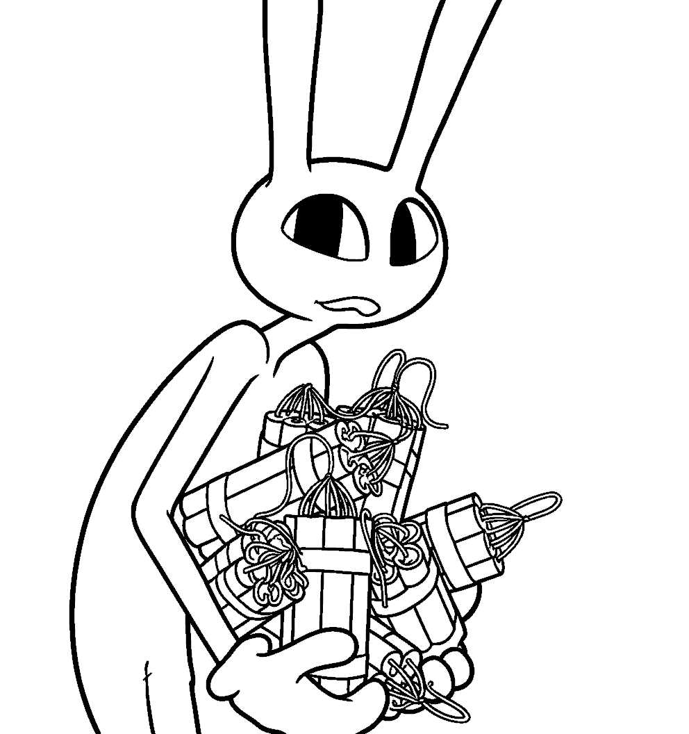 jax carrying bundles of dynamite the amazing digital circus line art