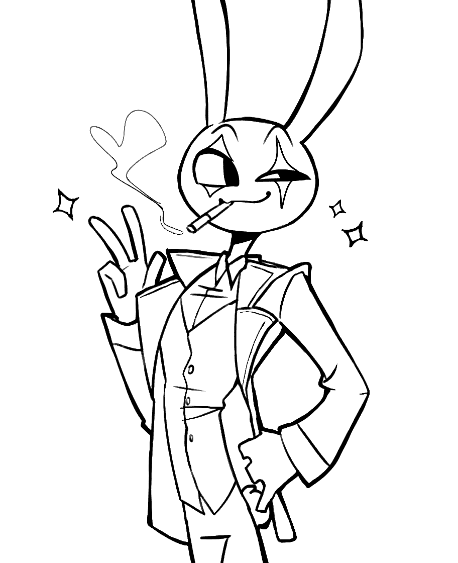 jax cosplaying joker style suit the amazing digital circus line art