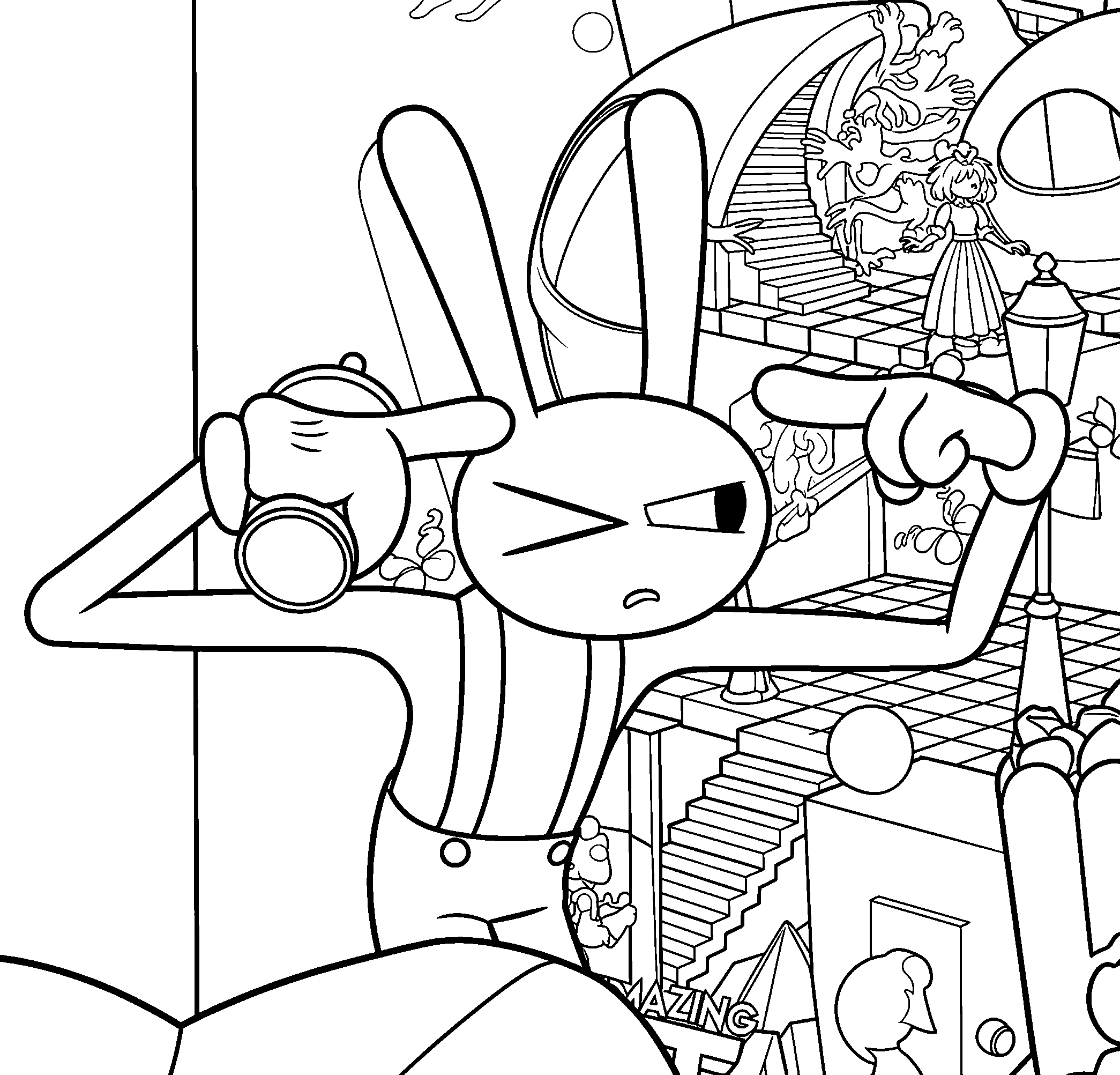 jax covering ears the amazing digital circus line art