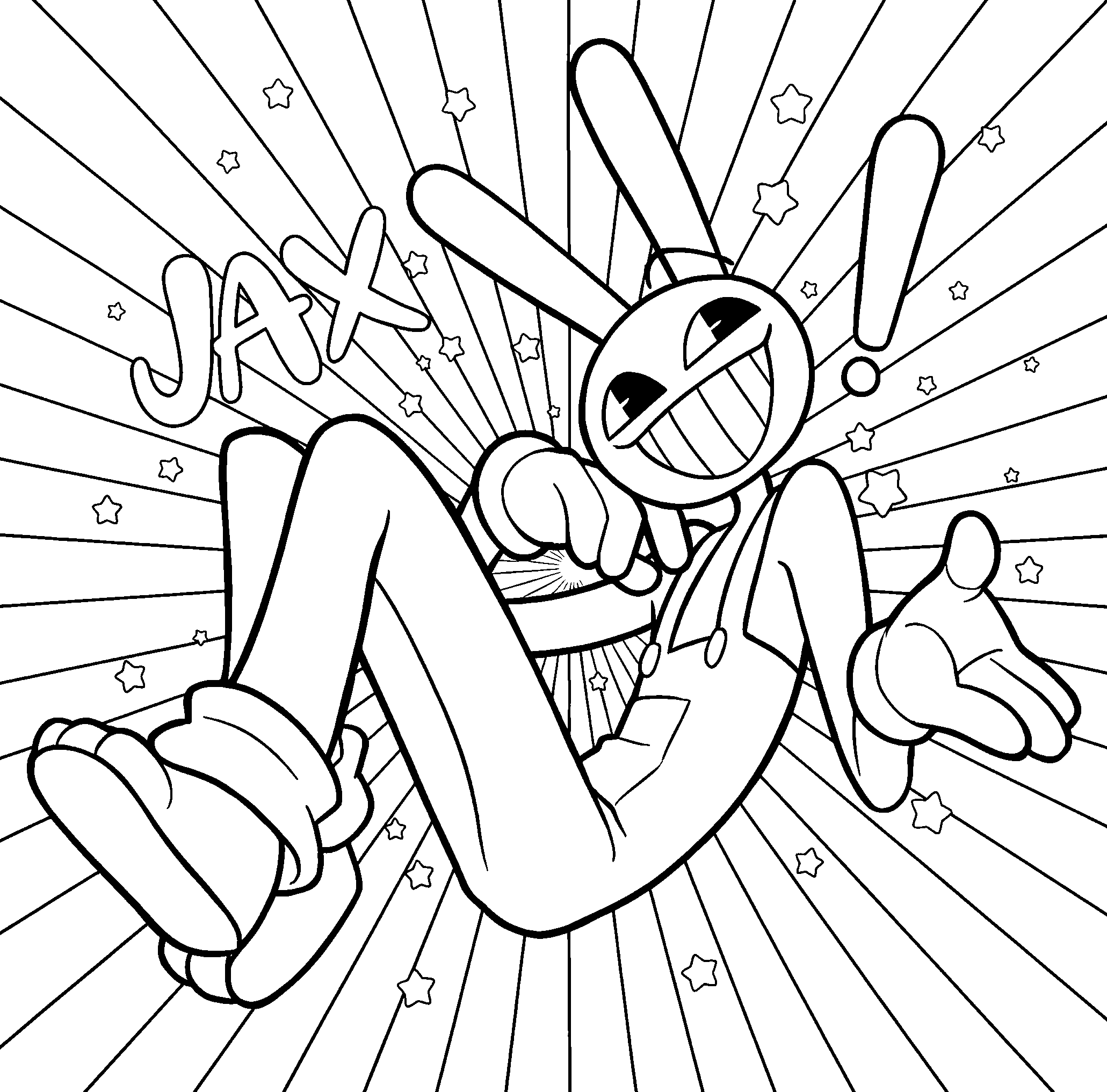 jax falling with style the amazing digital circus line art