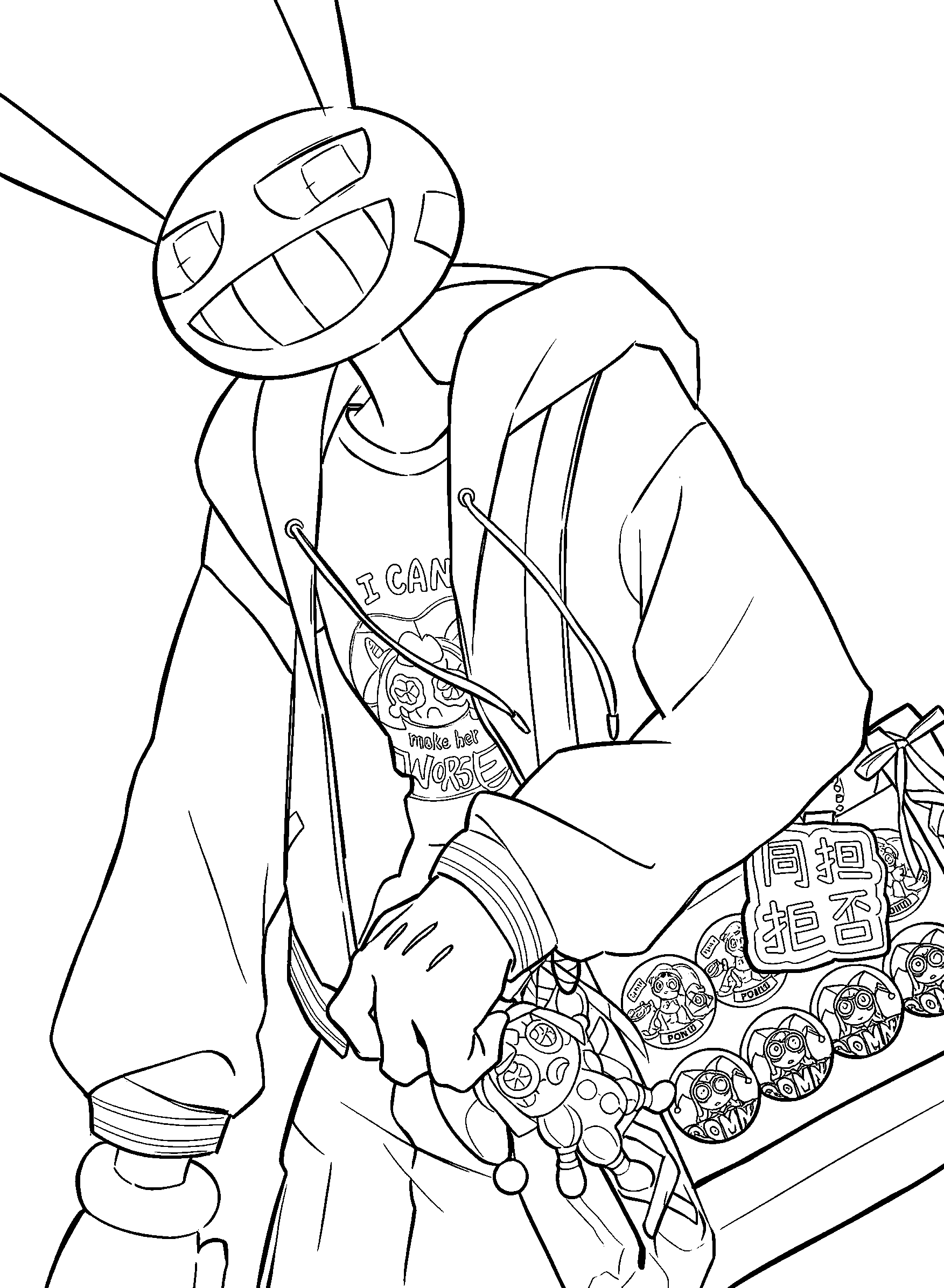jax fan merch style the amazing digital circus line art