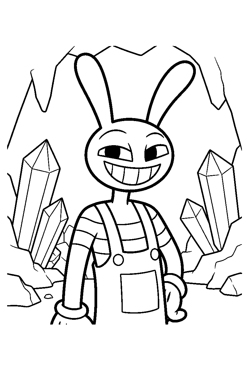 jax from amazing digital circus in crystal cave line art