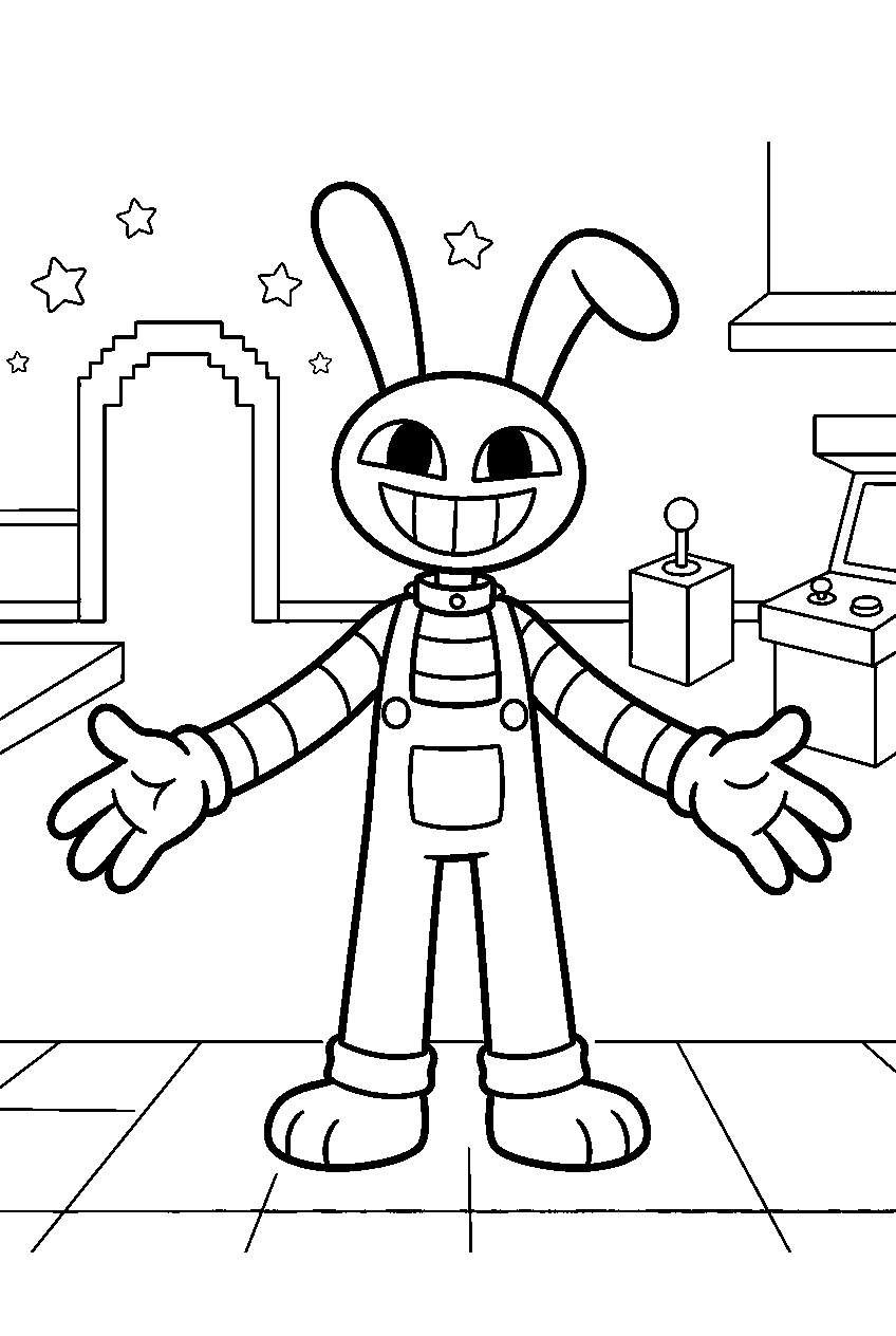 jax from amazing digital circus in game zone line art
