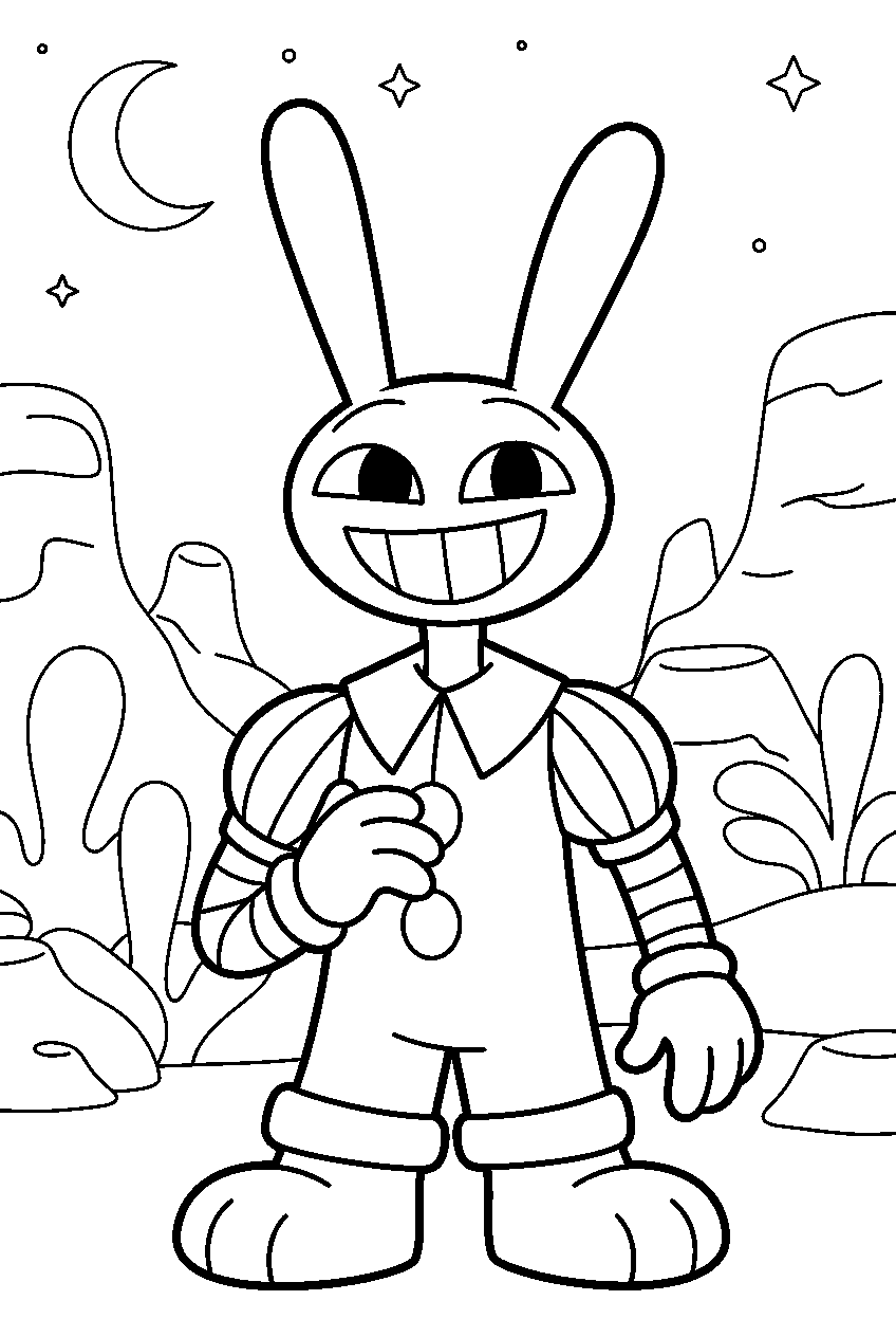 jax from amazing digital circus on alien planet line art
