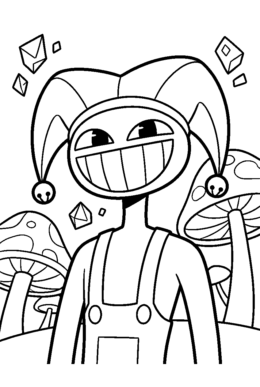 jax from the amazing digital circus in adventure zone line art