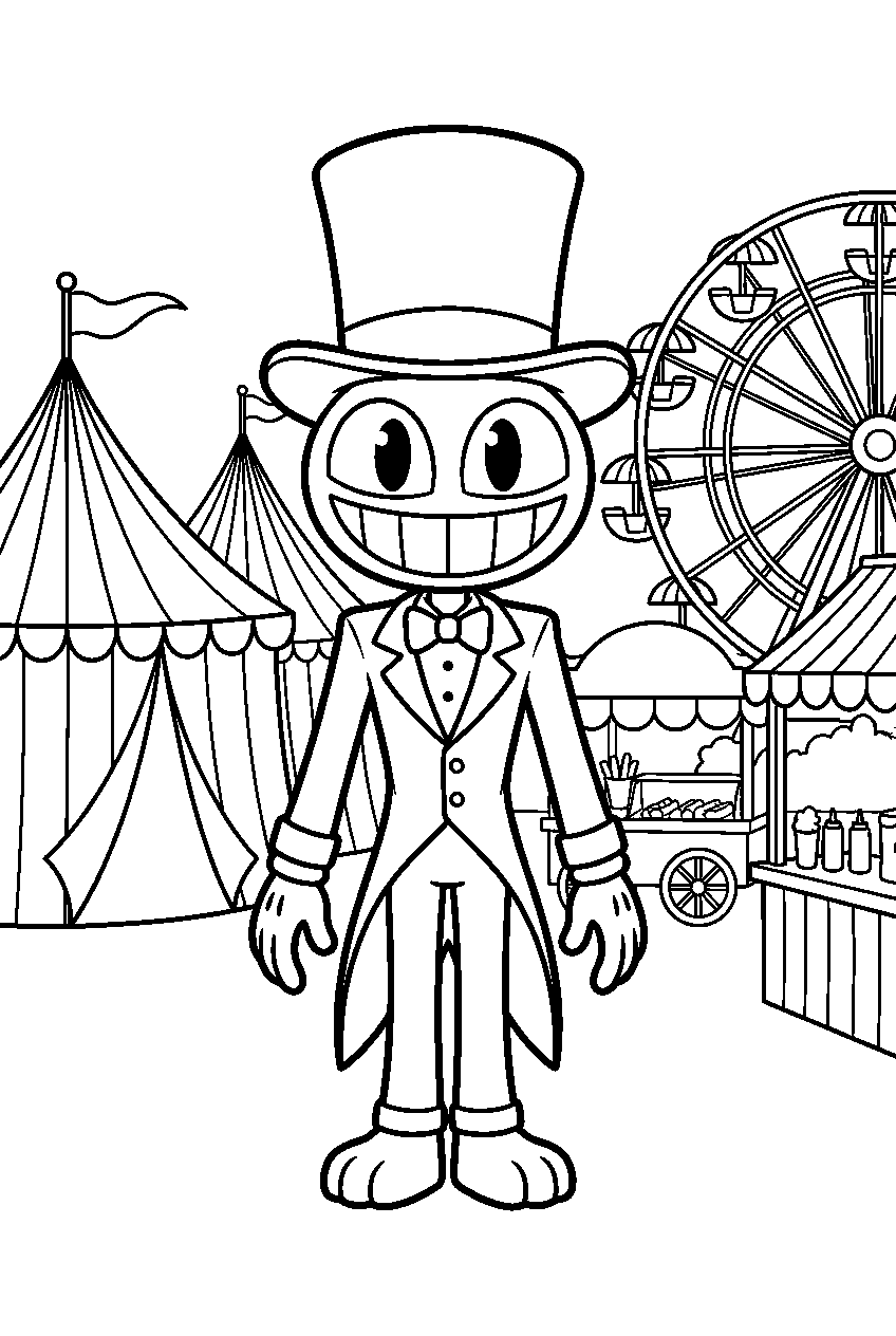 jax from the amazing digital circus in carnival midway line art