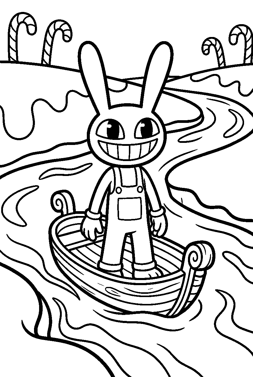 jax from the amazing digital circus in chocolate river area line art