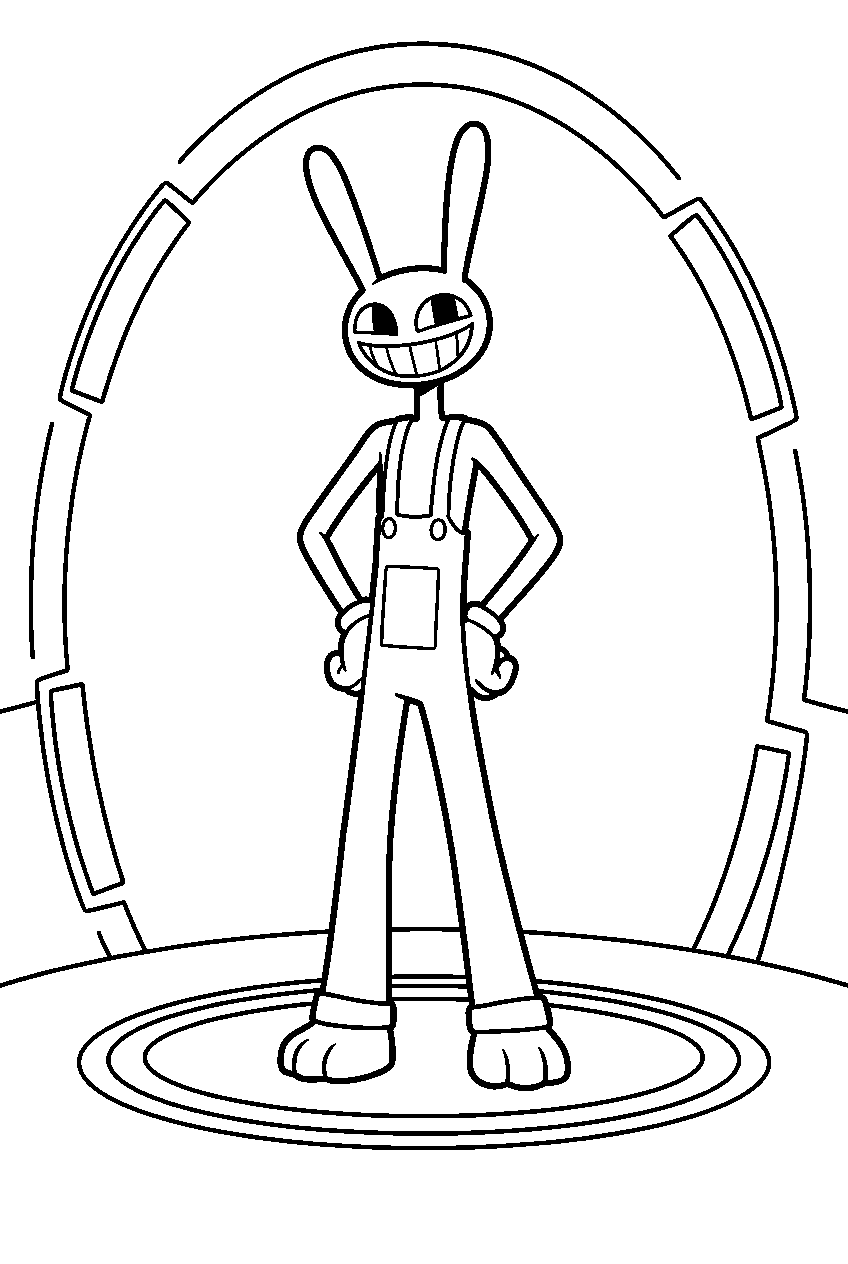 jax from the amazing digital circus in teleportation hub line art