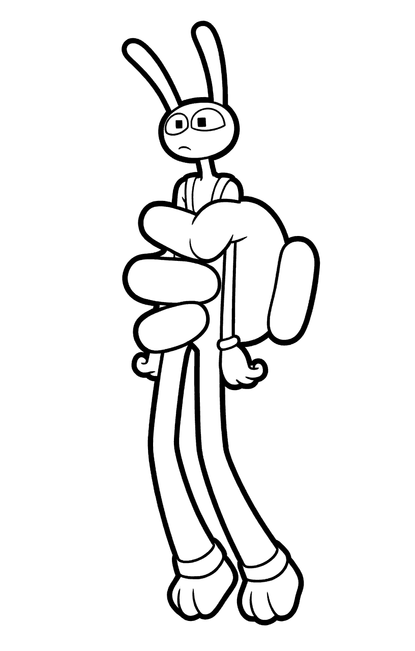 jax held by giant glove the amazing digital circus funny line art