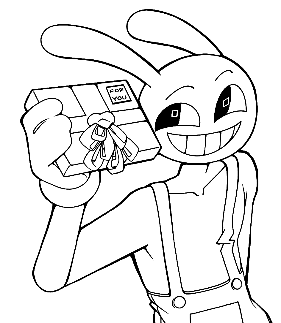 jax holding gift box holiday present the amazing digital circus line art