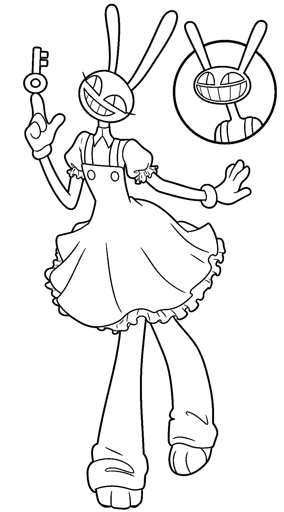 jax holding key maid dress costume tadc the amazing digital circus line art for kids
