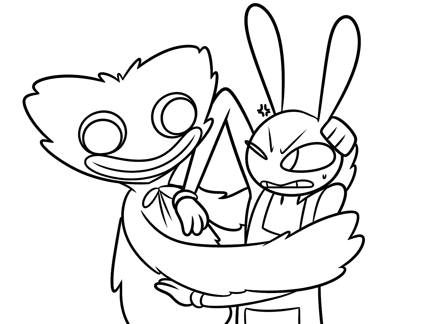 jax huggy wuggy hug struggle tadc the amazing digital circus line art