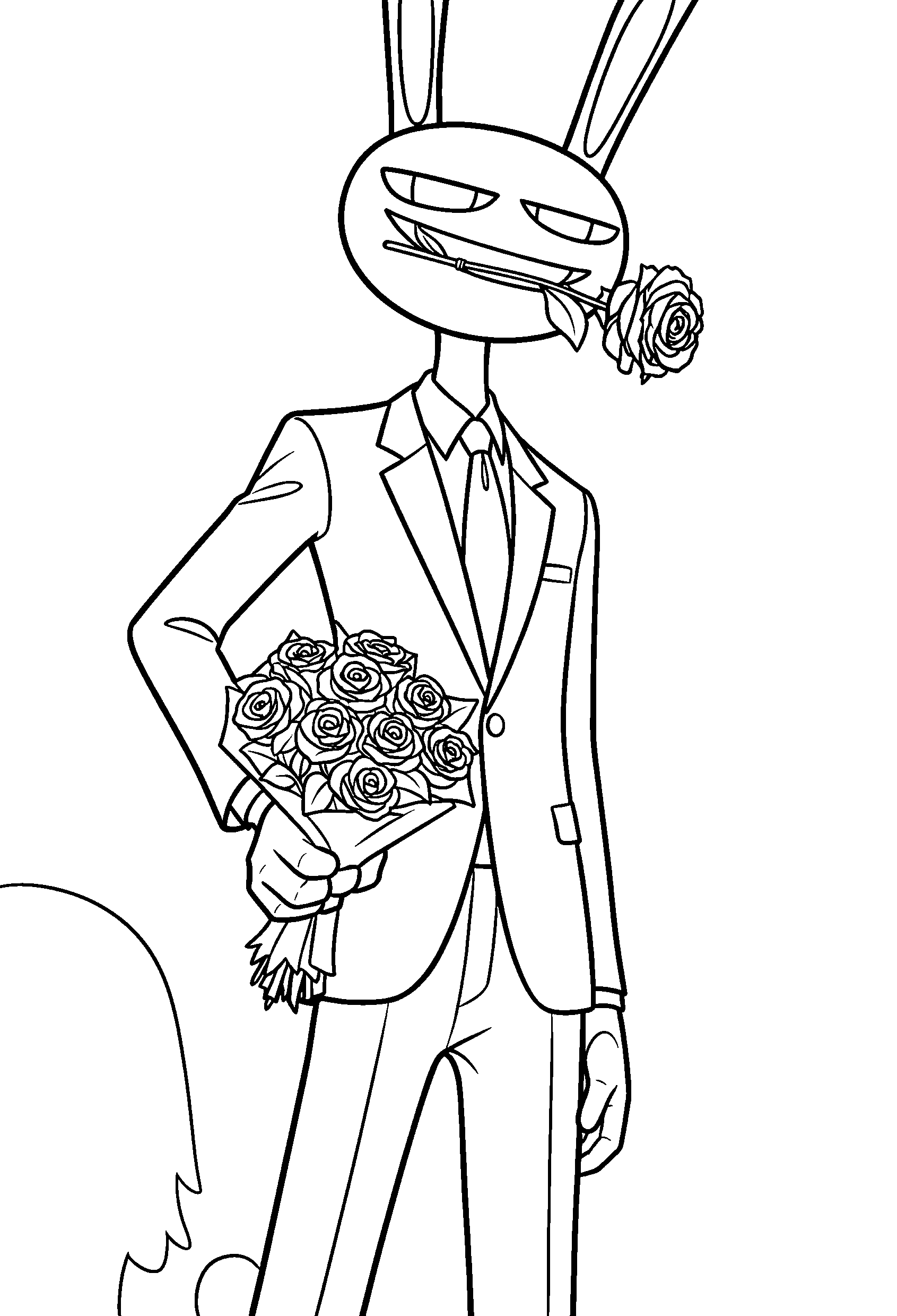jax in formal suit with roses the amazing digital circus line art