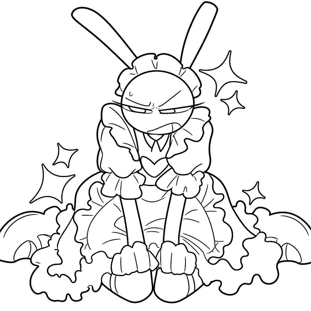 jax in maid dress the amazing digital circus line art