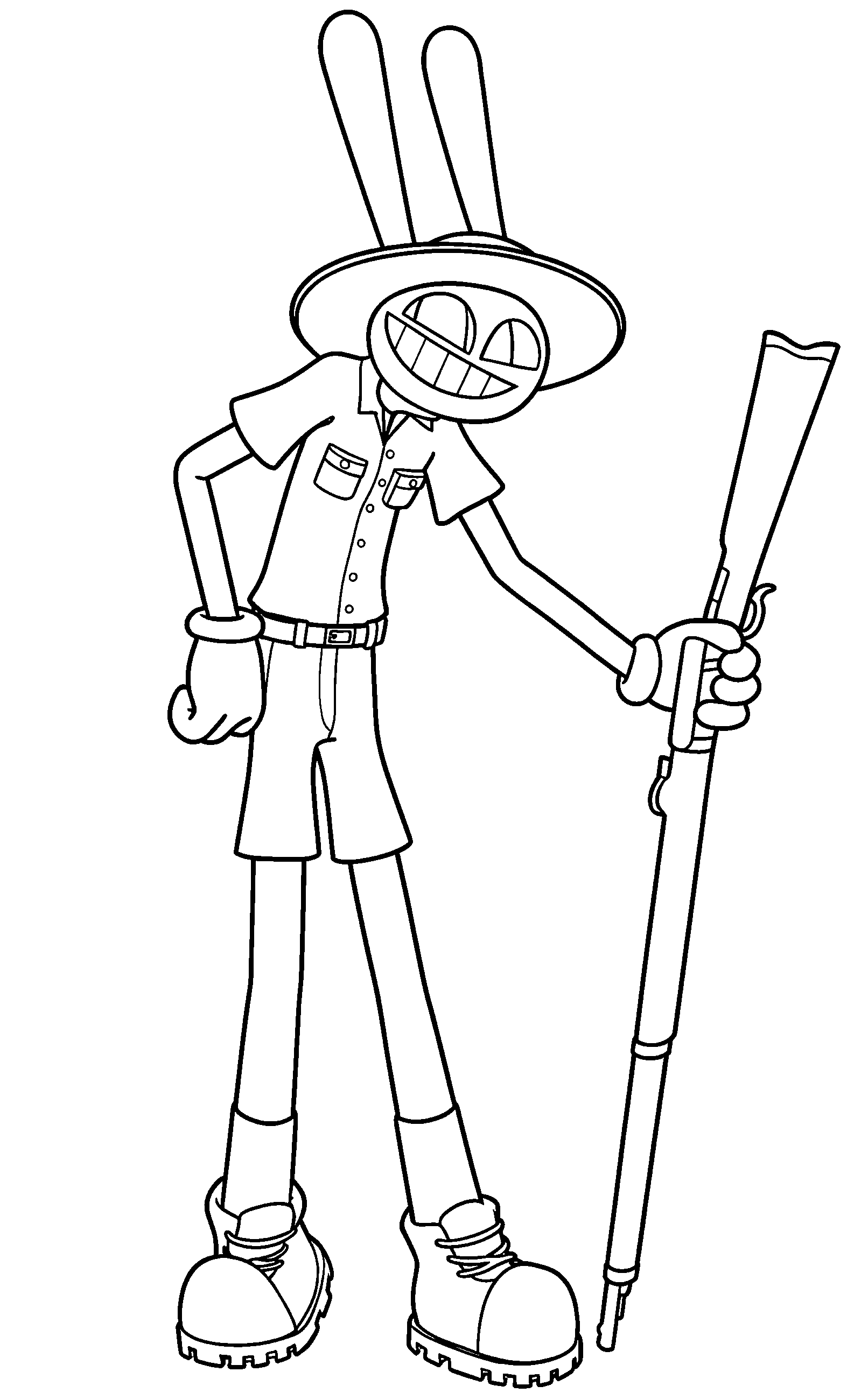 jax in safari outfit with hunting rifle the amazing digital circus line art