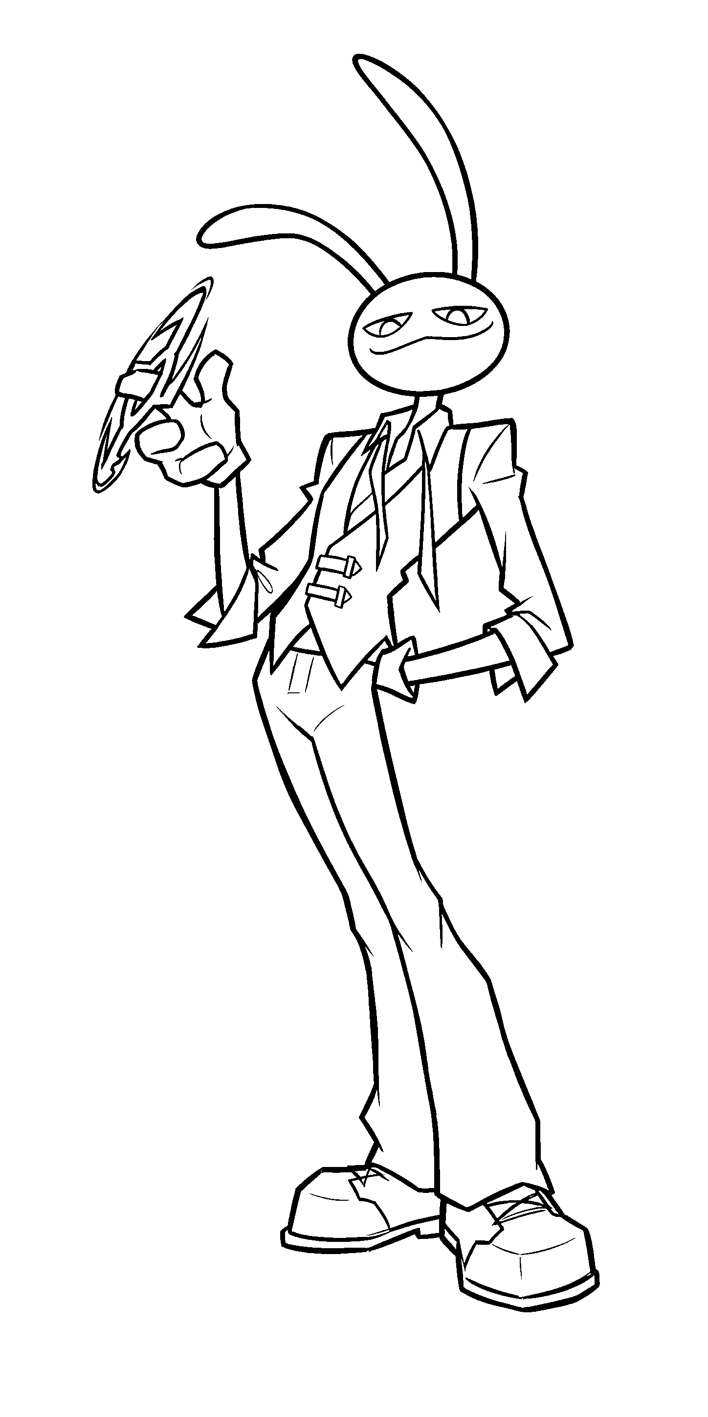 jax in stylish suit with spinner the amazing digital circus line art
