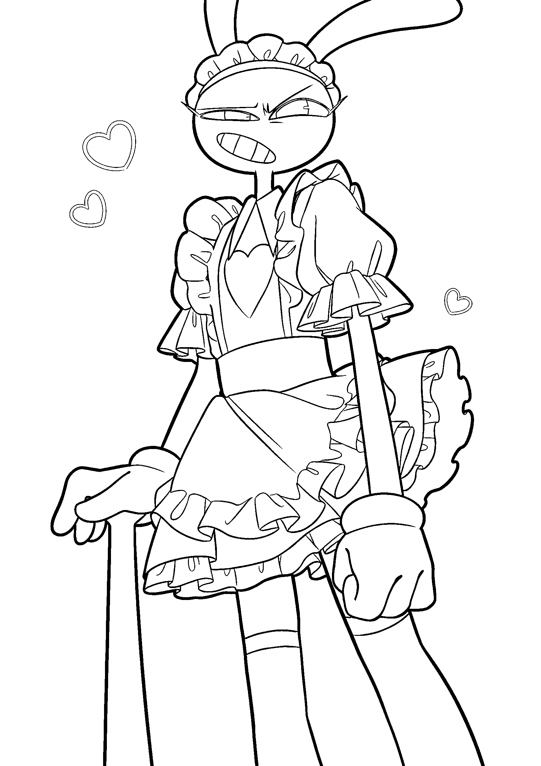 jax maid heart apron the amazing digital circus line art