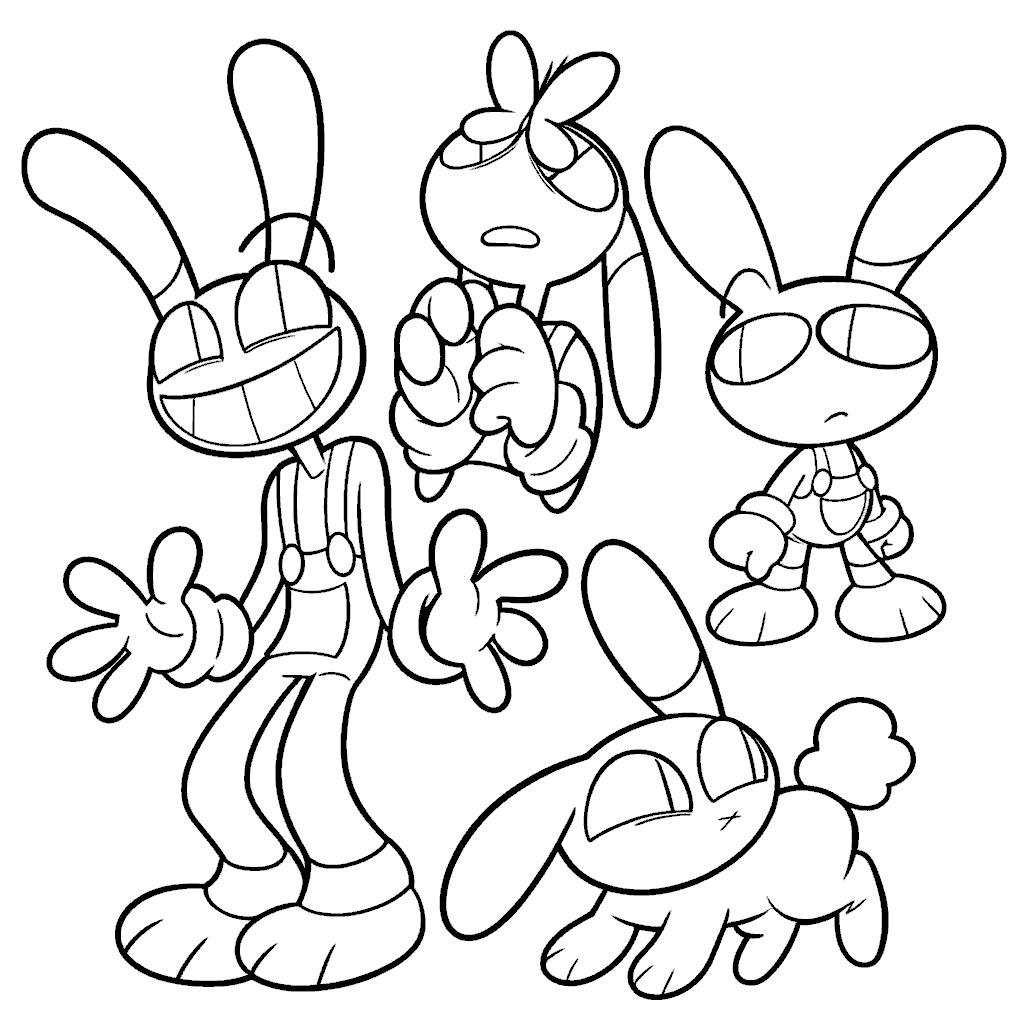jax multiple forms rabbit character pack tadc the amazing digital circus line art