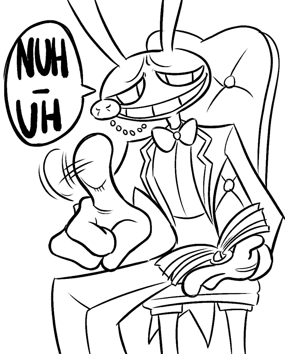 jax nuh uh gesture reading book tadc the amazing digital circus line art