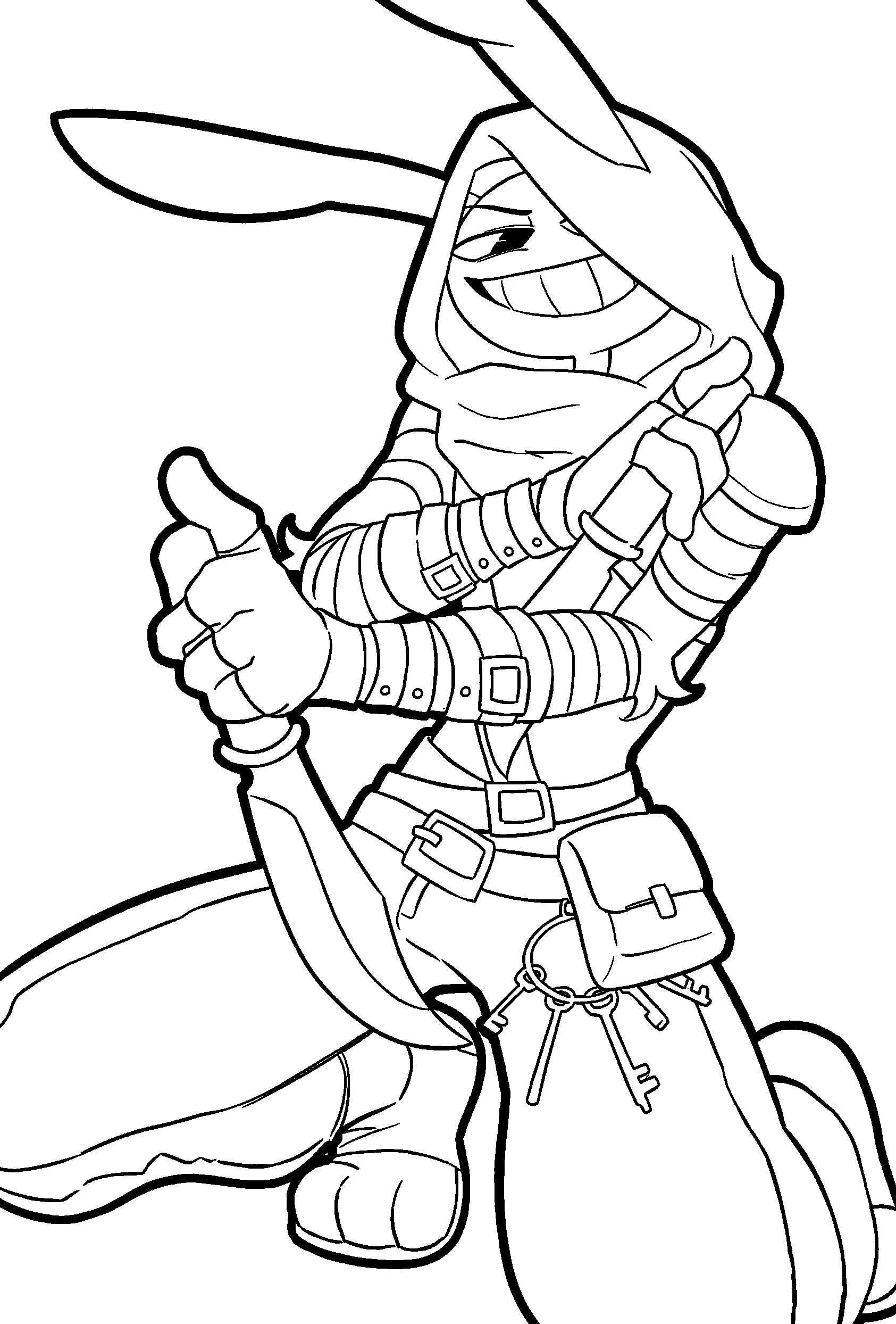 jax rogue assassin costume holding knife tadc the amazing digital circus line art for kids and adults