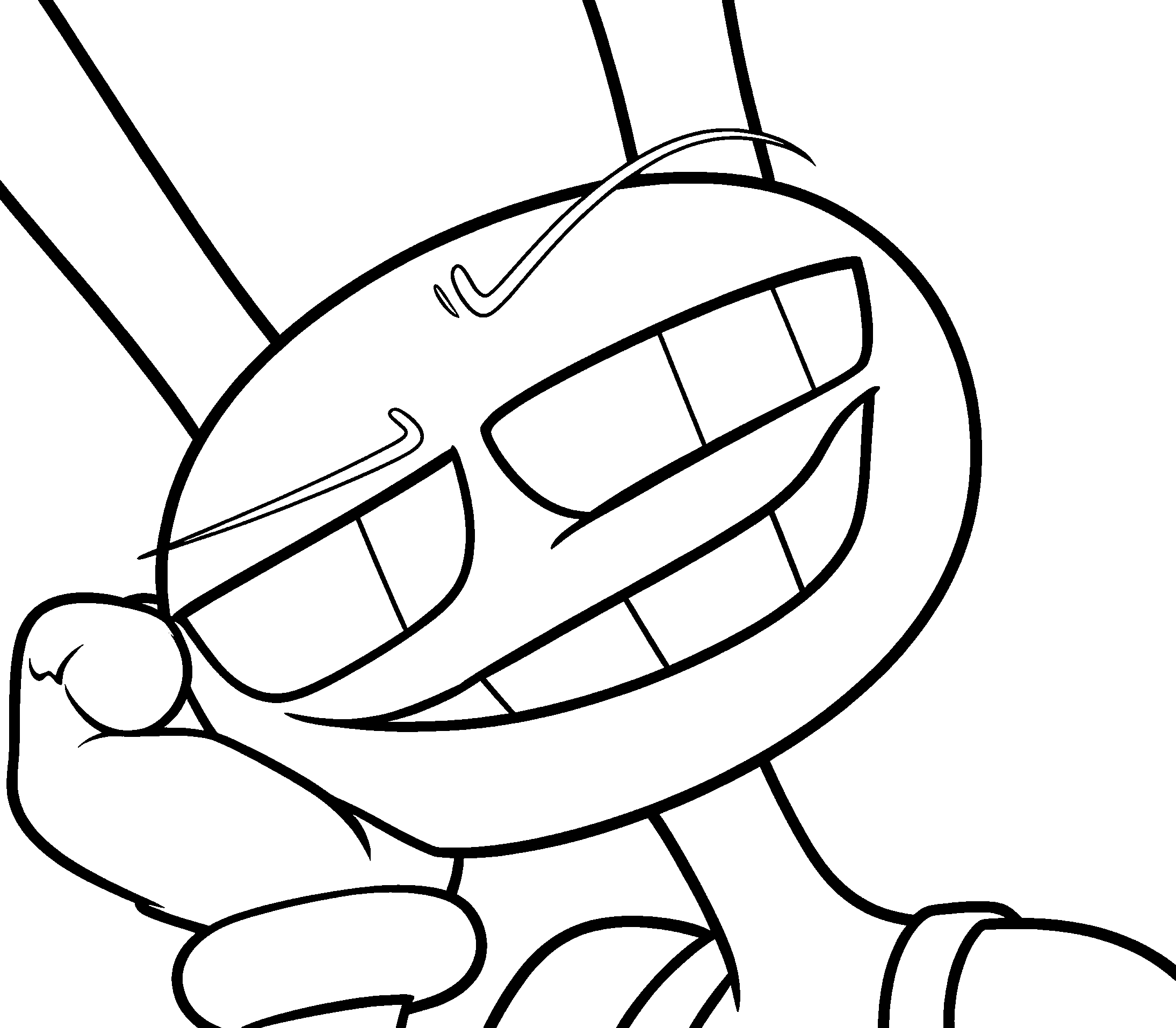 jax smirking close up face the amazing digital circus line art