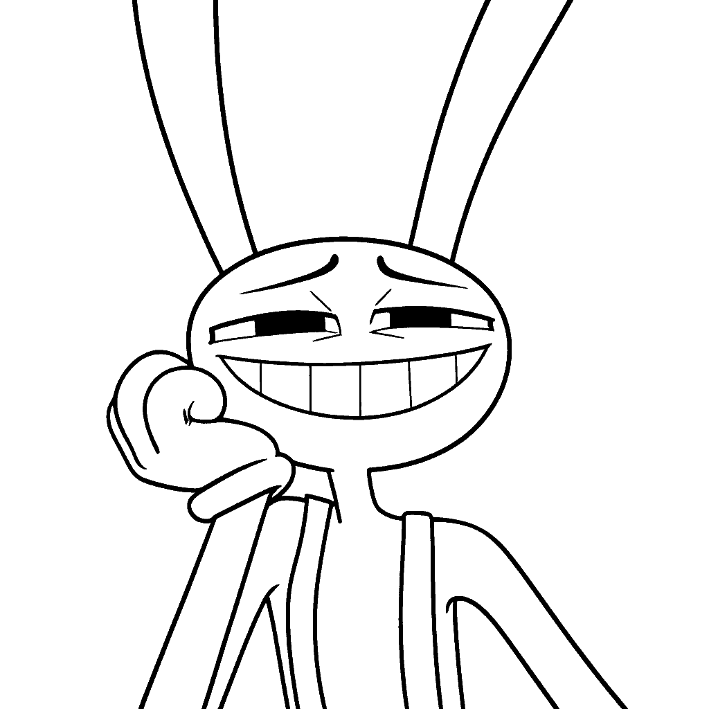 jax smirking profile the amazing digital circus line art
