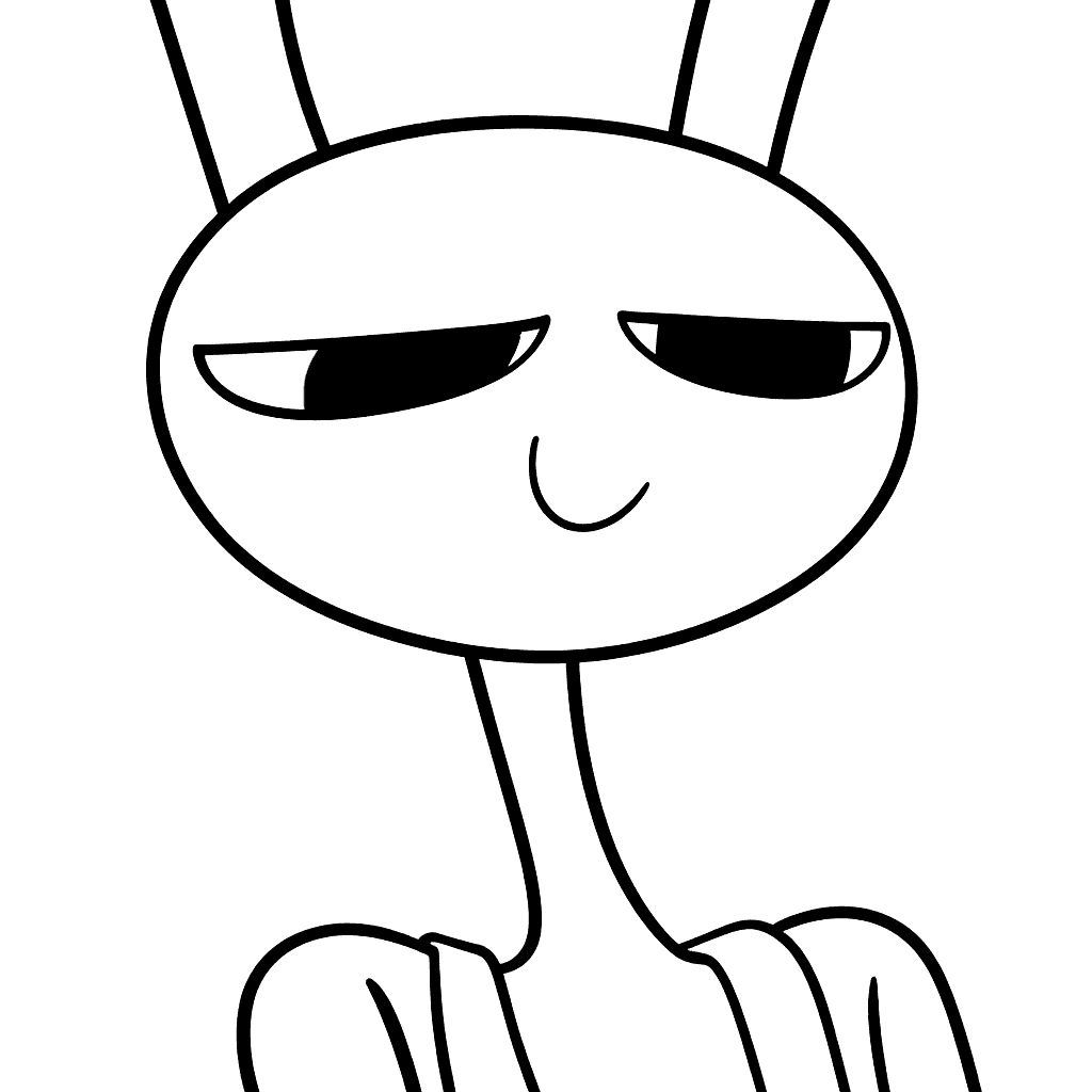jax smug face portrait the amazing digital circus line art