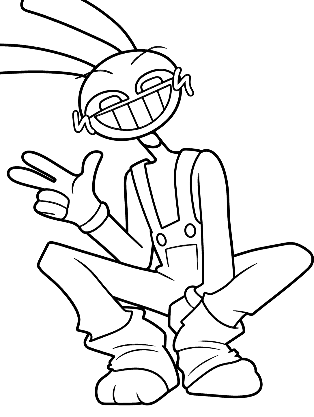 jax squatting pose the amazing digital circus line art