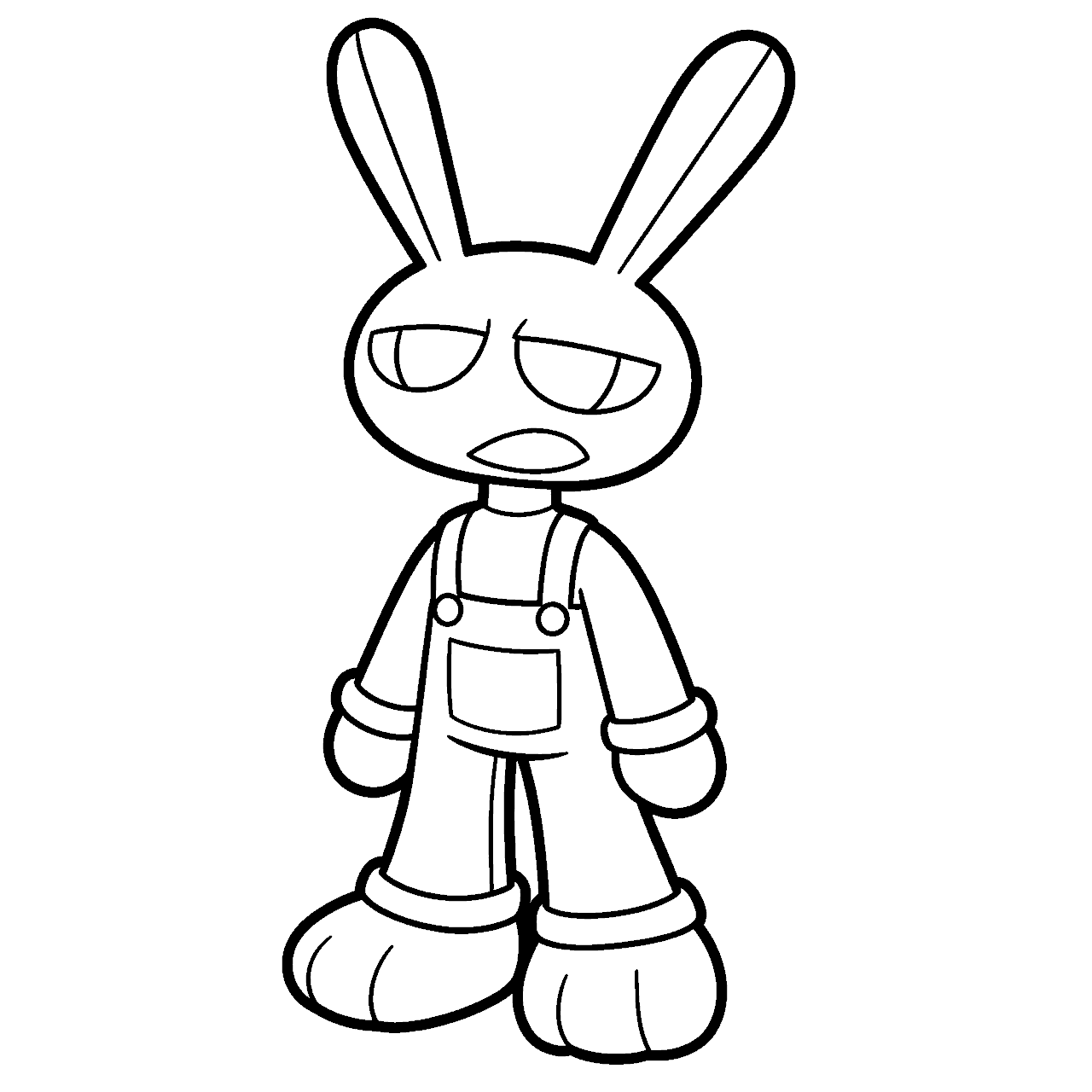 jax standing in overalls the amazing digital circus line art