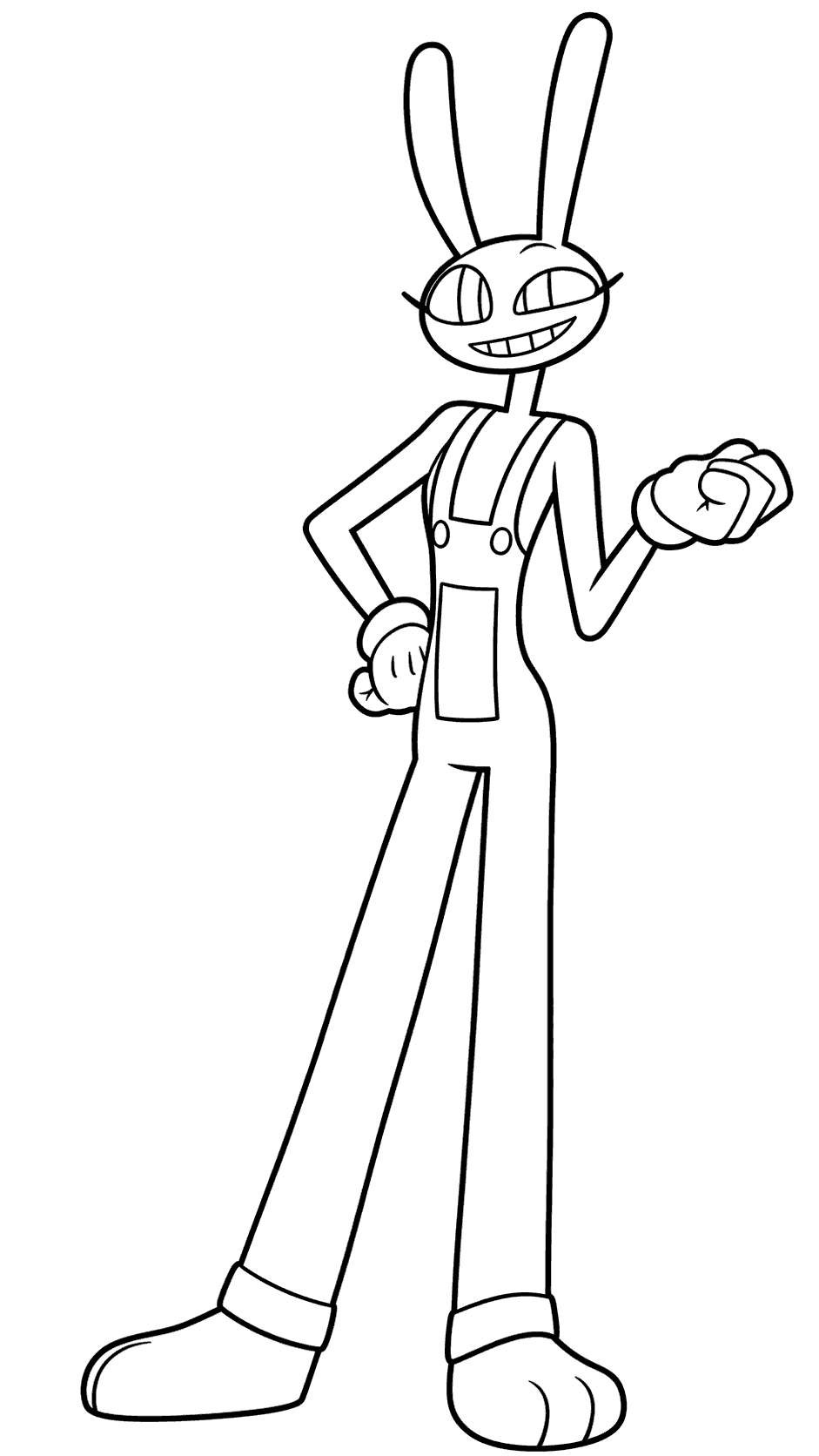 jax standing overalls full body outline tadc the amazing digital circus line art