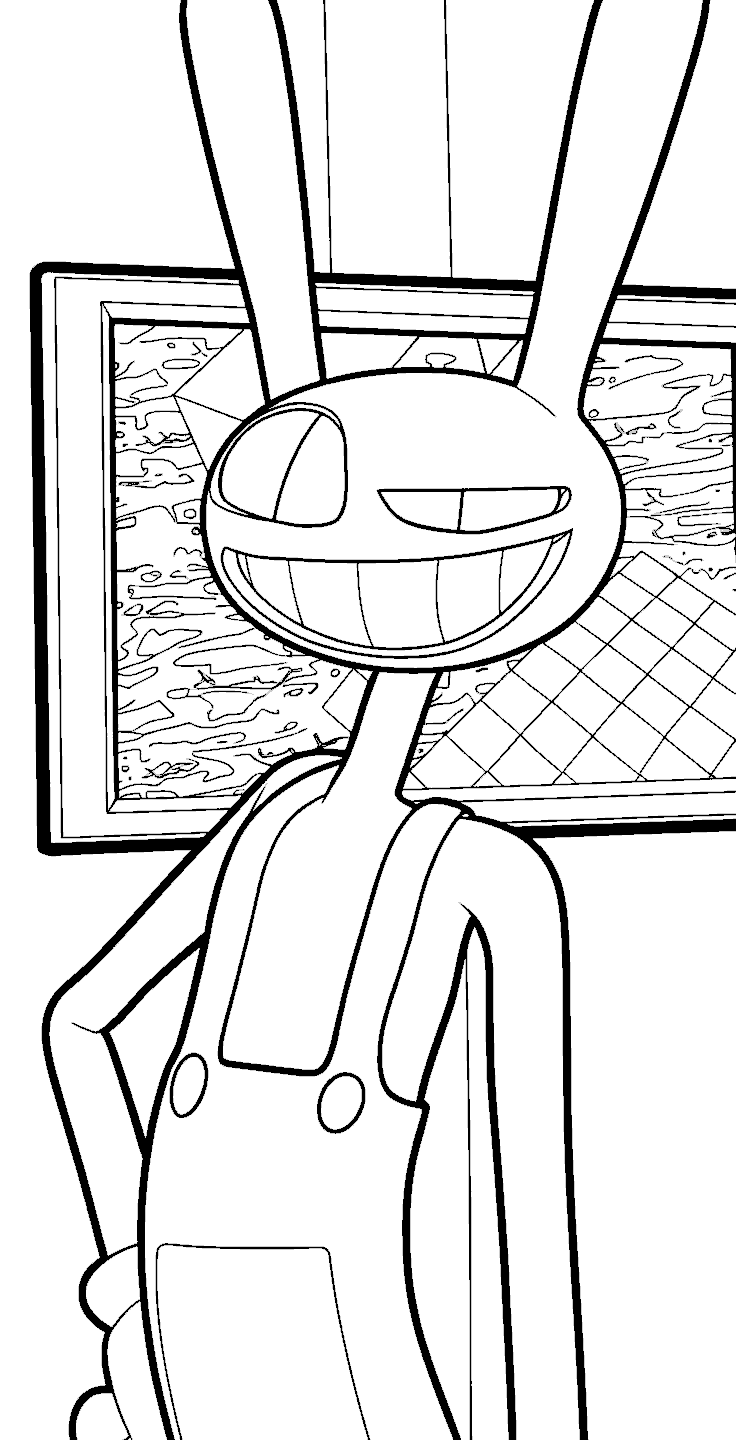 jax the rabbit art gallery the amazing digital circus line art