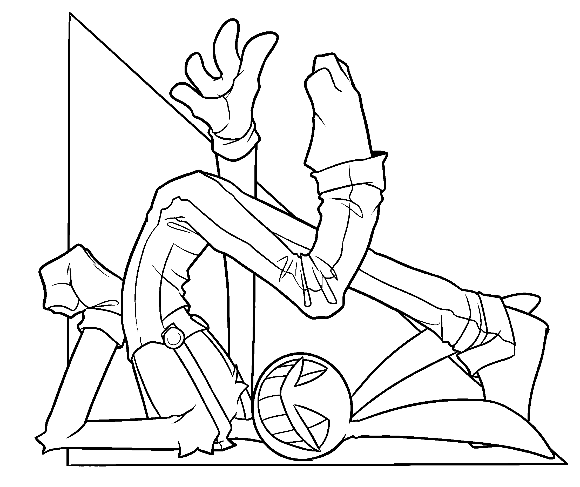 jax upside down flexible pose triangle background tadc the amazing digital circus line art