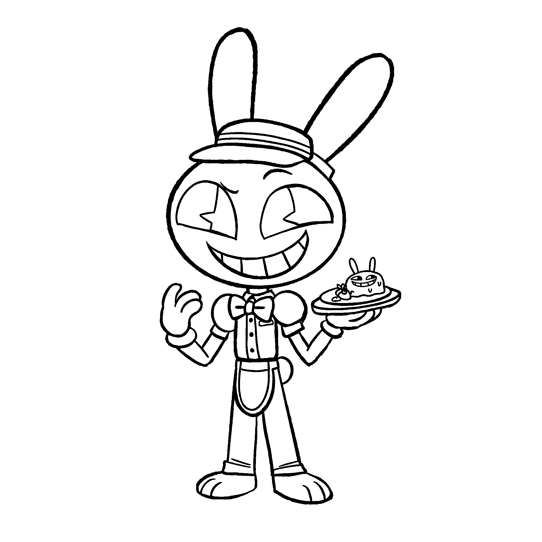 jax waiter serving dessert the amazing digital circus line art