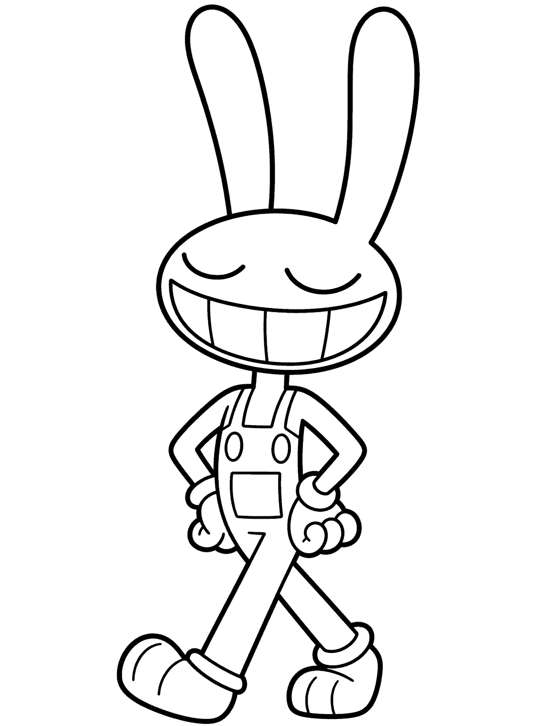 jax walking smug smile overalls tadc the amazing digital circus line art for kids