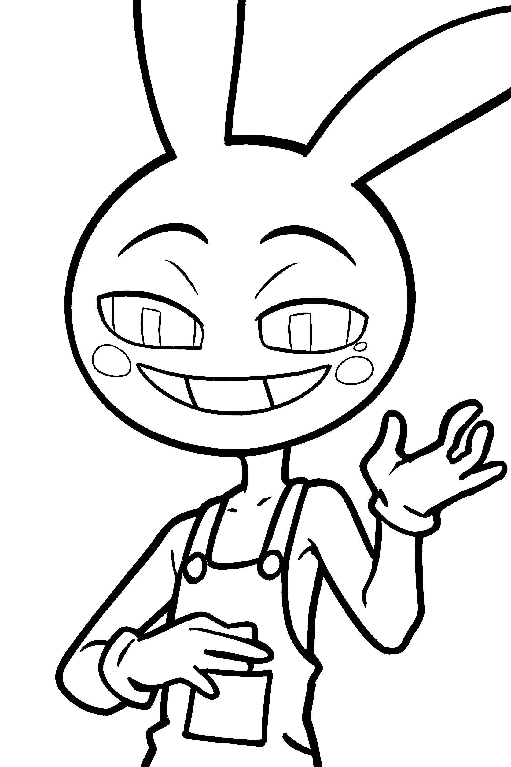 jax waving and smiling the amazing digital circus line art