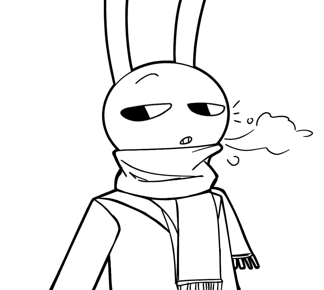 jax wearing a scarf the amazing digital circus line art