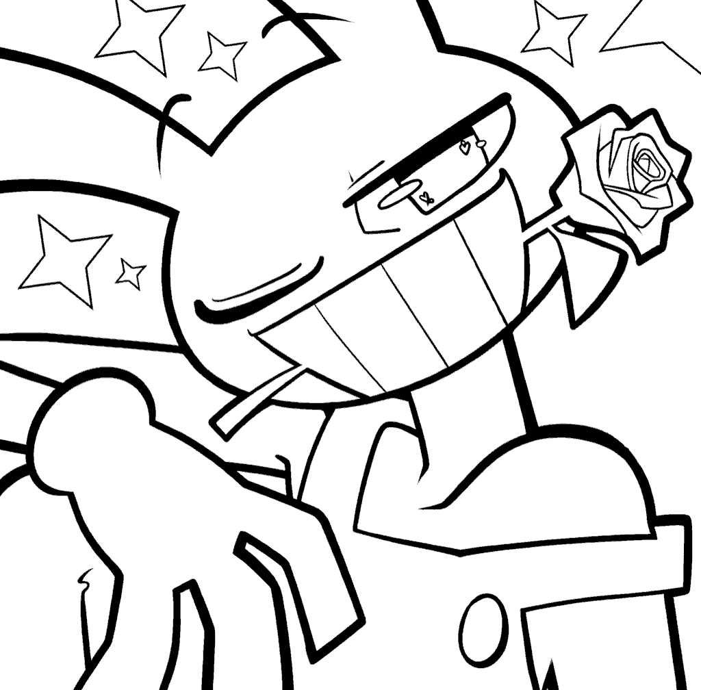 jax with rose and stars the amazing digital circus aesthetic line art