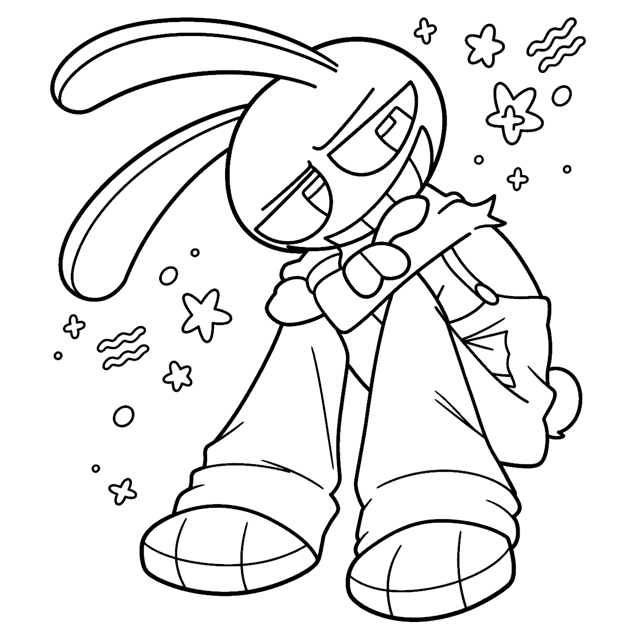 jax with stars the amazing digital circus line art