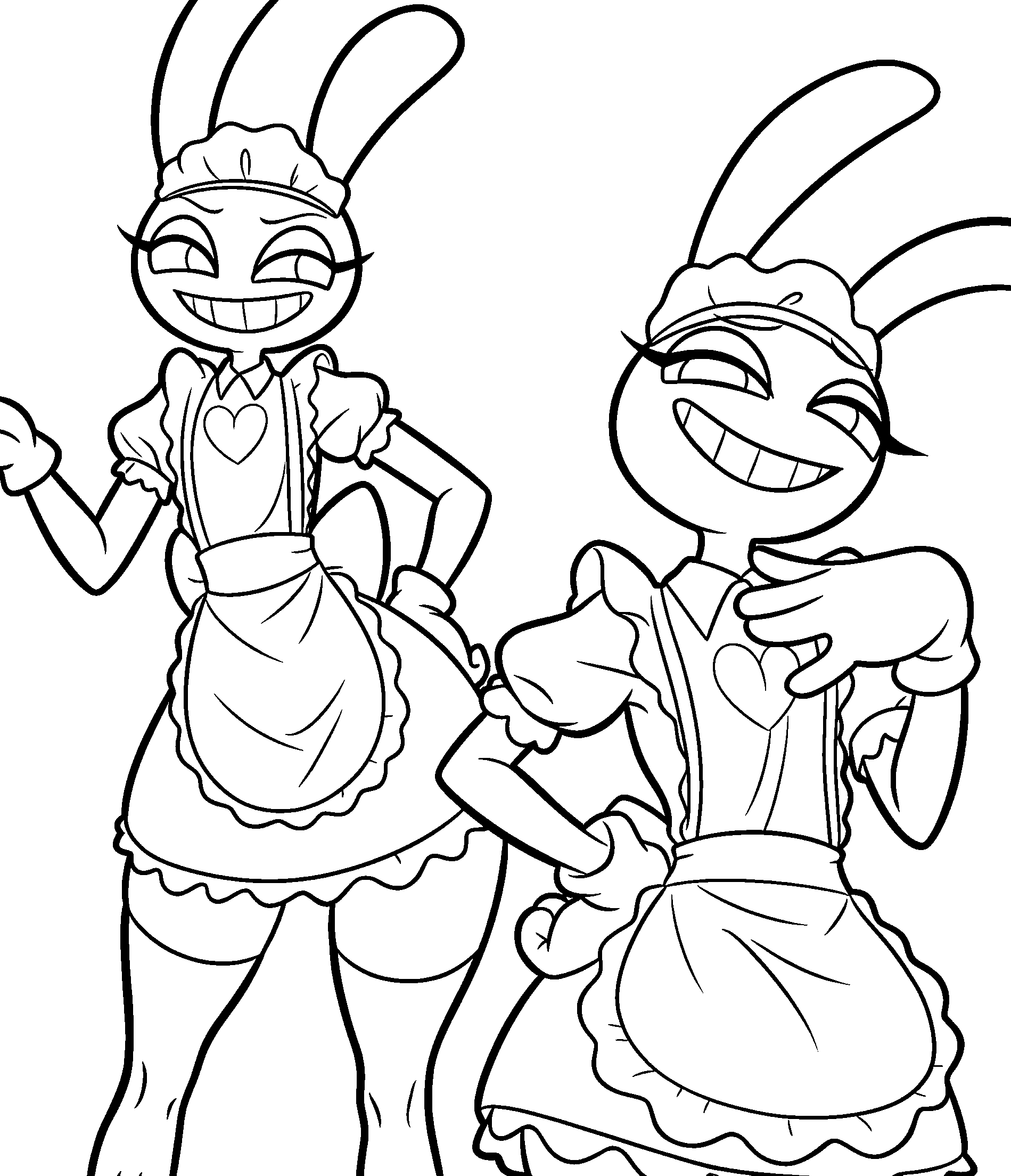 maid dress jax twins the amazing digital circus line art