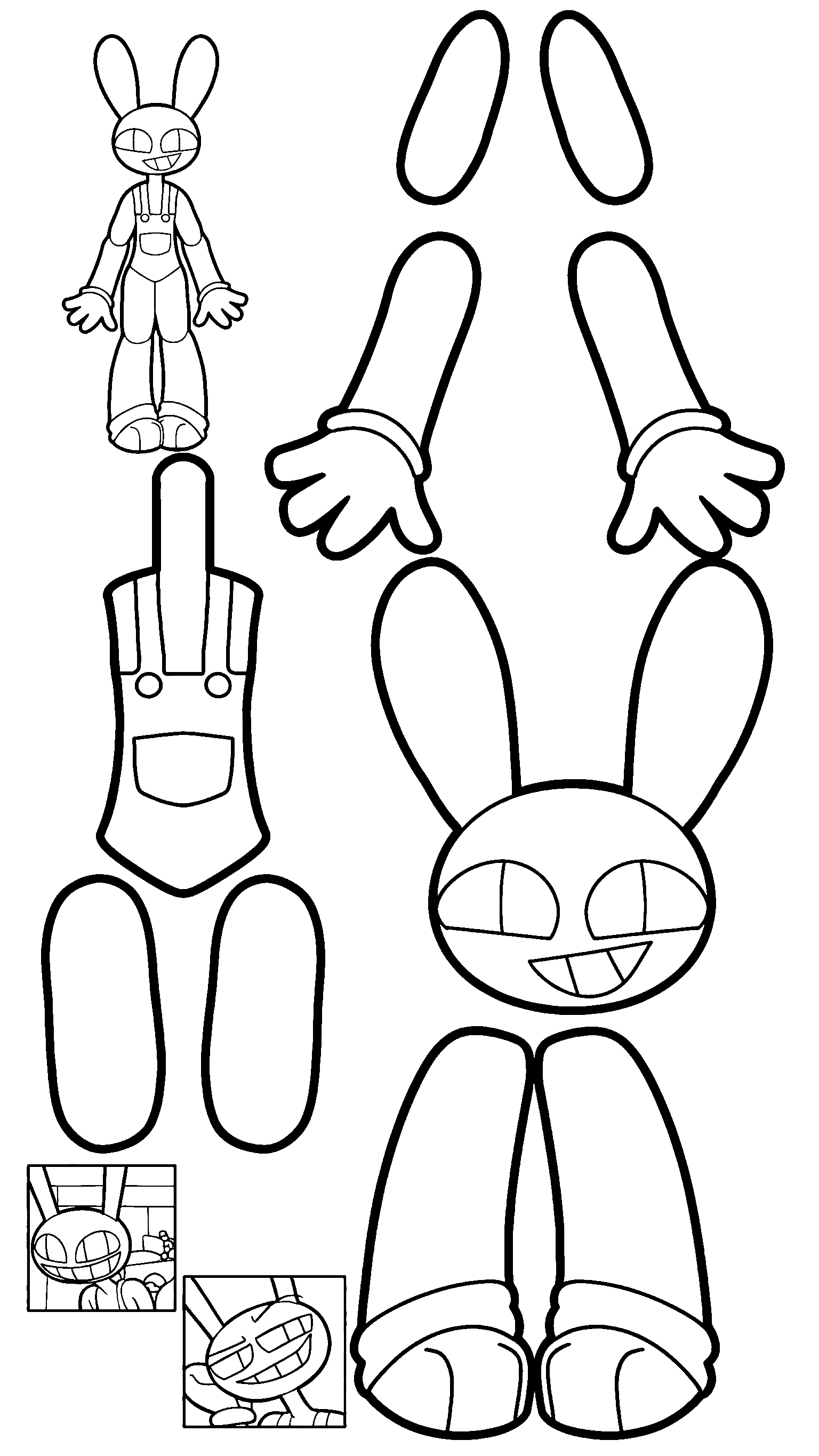 jax paper jointed puppet body parts cut out tadc the amazing digital circus line art