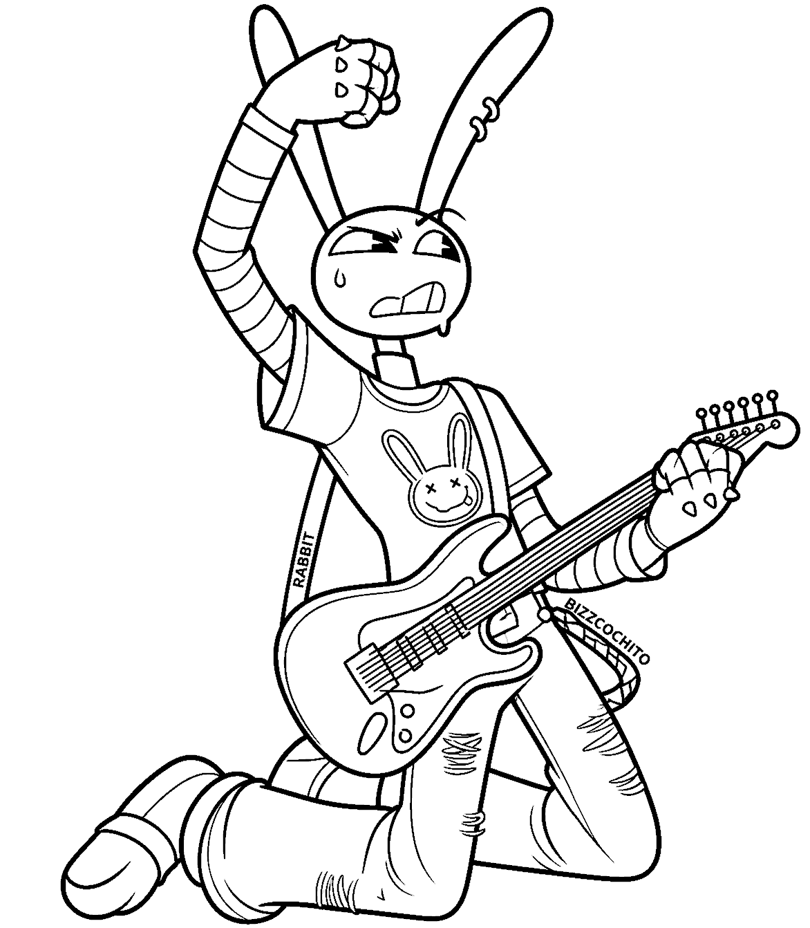 rockstar jax playing electric guitar punk costume tadc the amazing digital circus line art