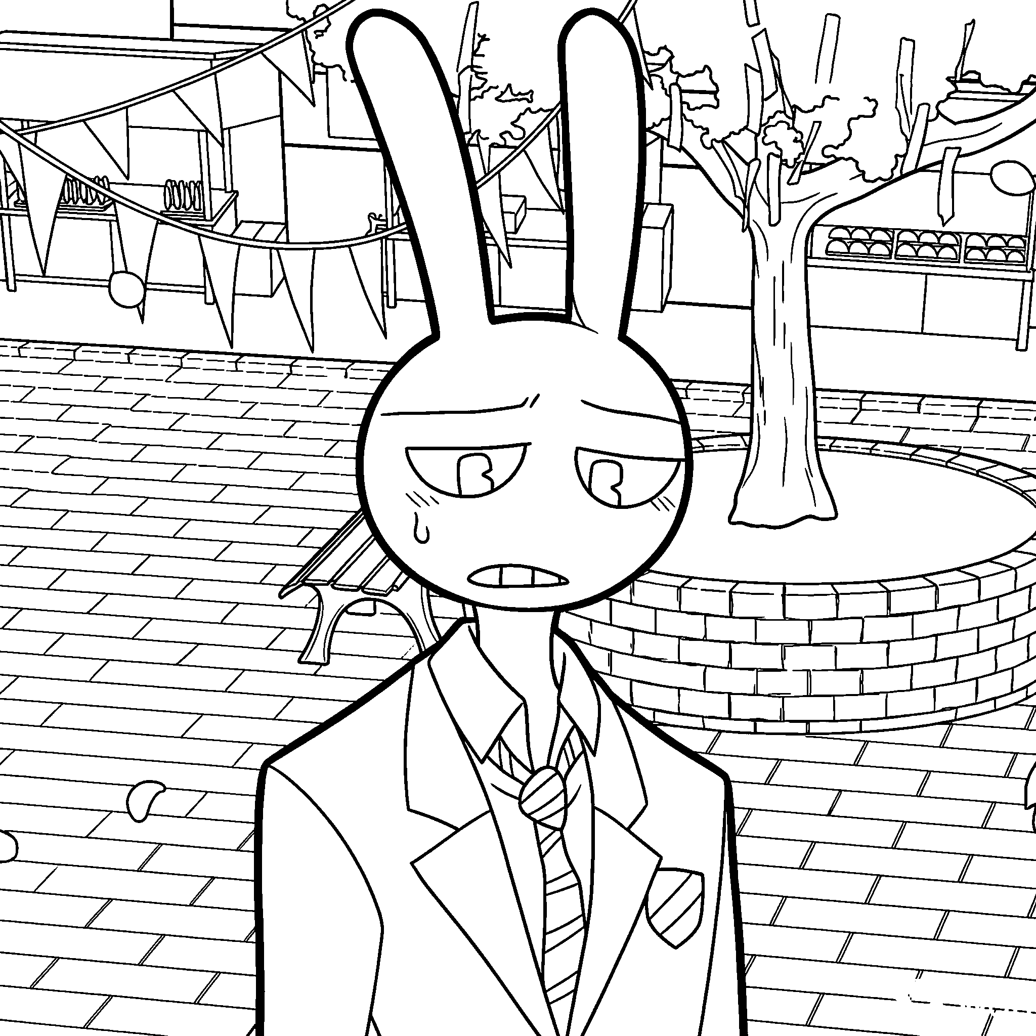 sad jax in school uniform anime style the amazing digital circus line art