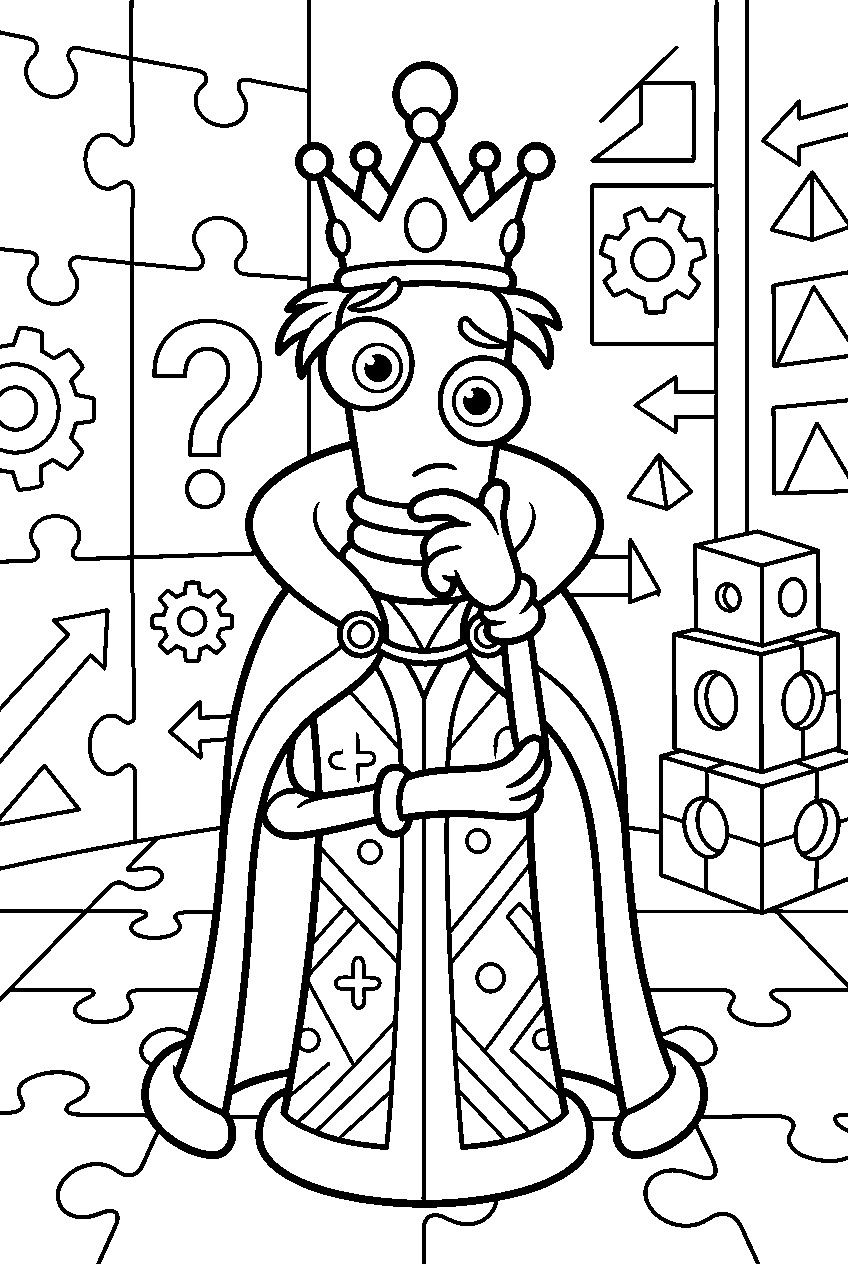 digital circus kinger in puzzle room line art