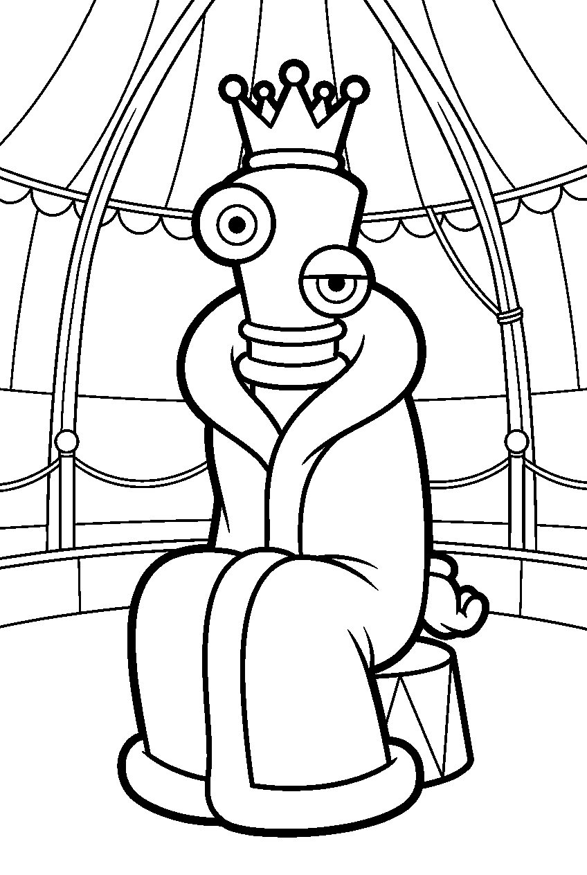 kinger from the amazing digital circus in big top arena line art