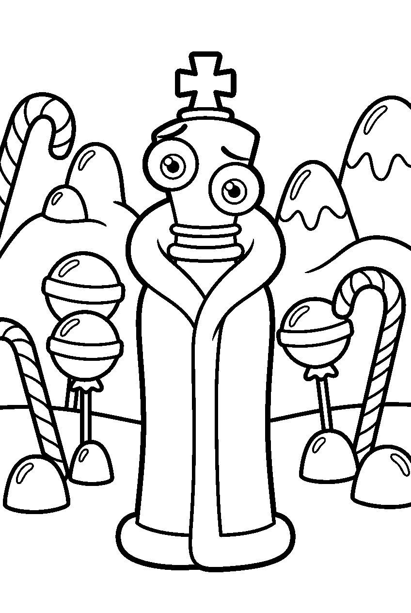 kinger from the amazing digital circus in candy canyon kingdom line art
