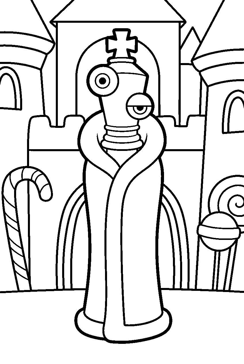 kinger from the amazing digital circus in candy castle line art